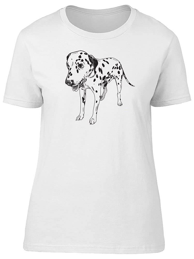 Smartprints Watercolor Dalmatian Sketch T-Shirt for Women - Soft Cotton White Tee - Casual Wear, Art Lover Gift, Everyday Outfit