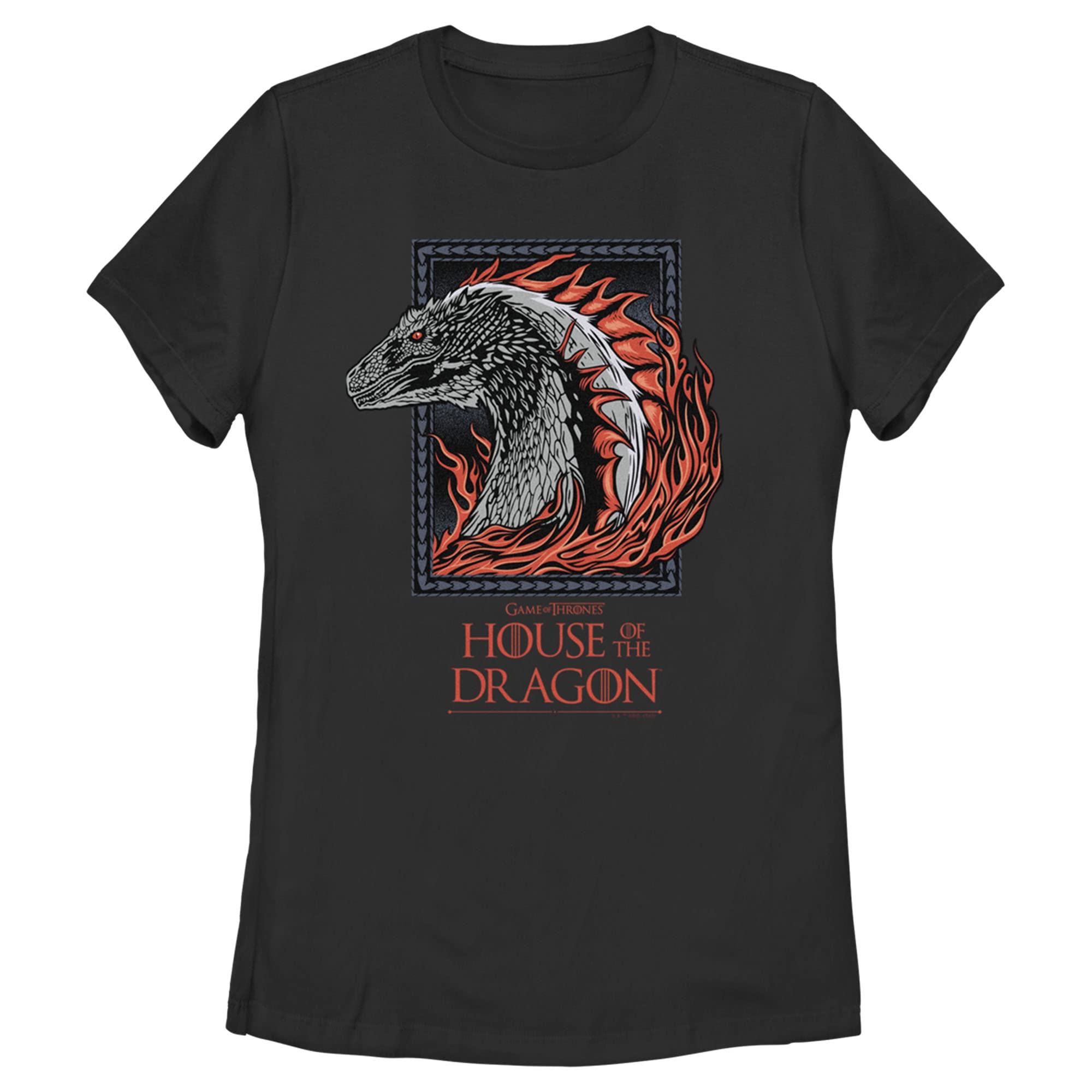 Women's Game of Thrones: House of the Dragon Fire Dragon Portrait T-Shirt - Casual Fanwear for Cosplay, Conventions & Fantasy Lovers
