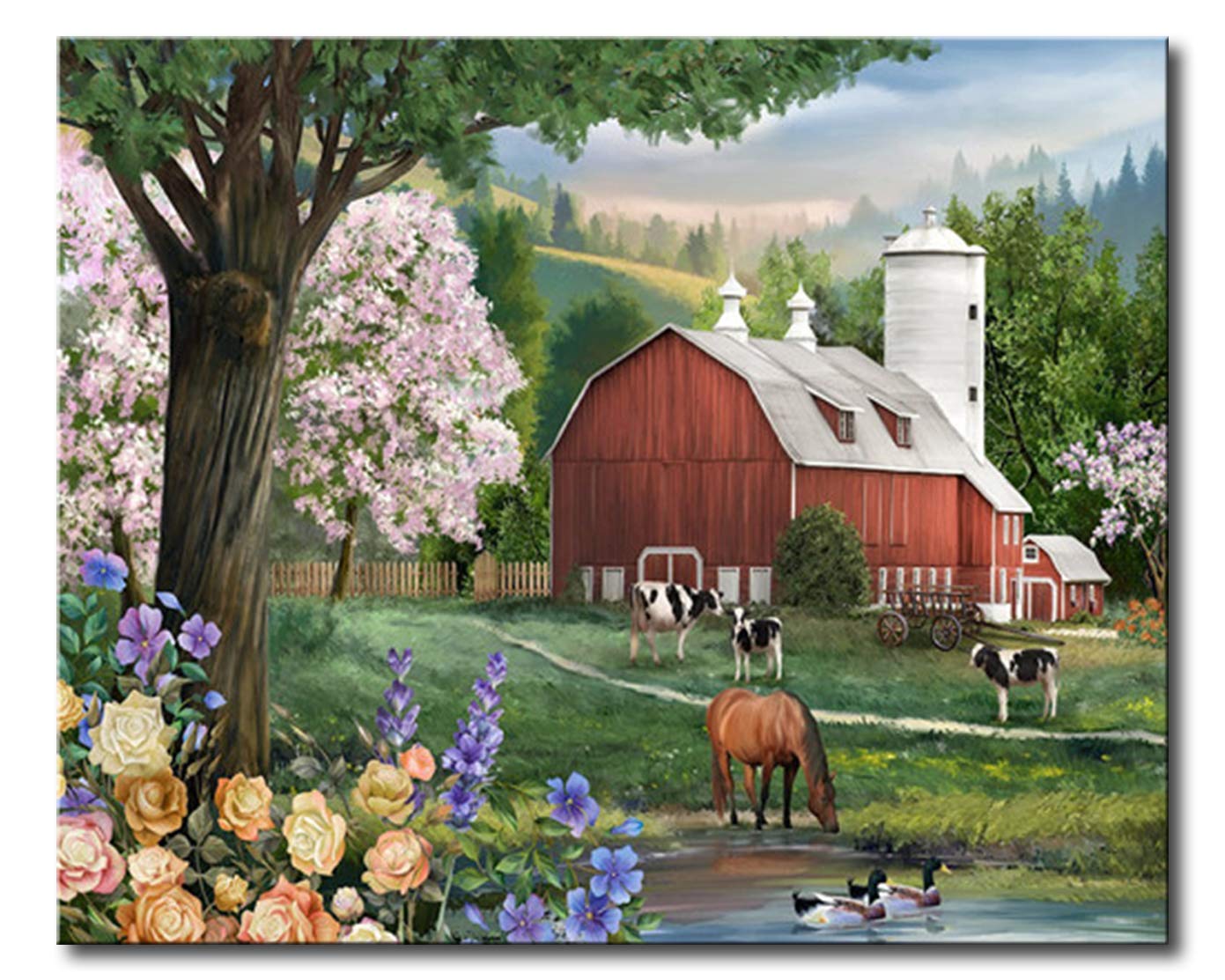 Shukqueen DIY Paint by Numbers Kit for Adults & Kids - 16x20 Inch Farm Scene Oil Painting with Wooden Frame | Beginner-Friendly Art Project for Home Decor & Gift Giving