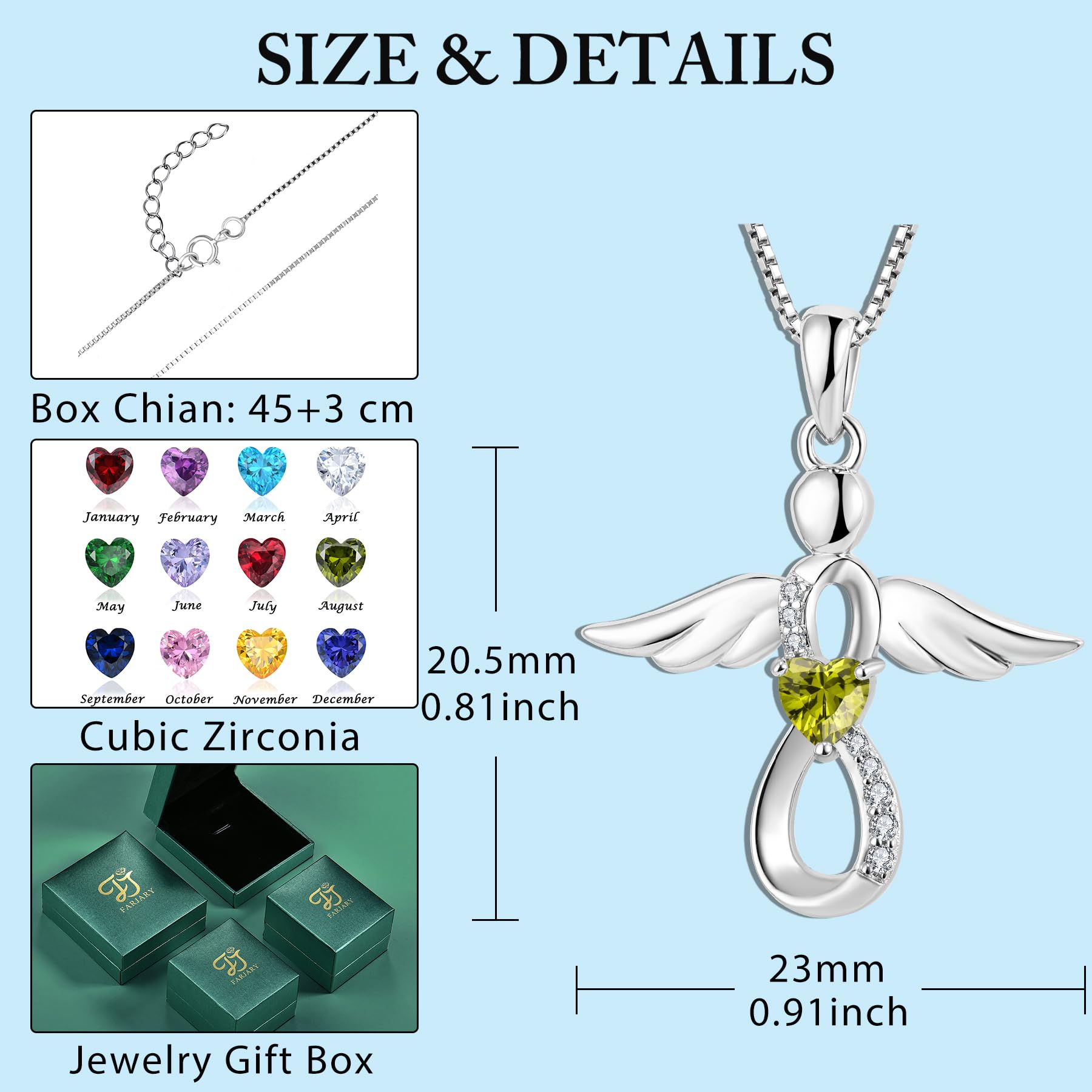 Guardian Angel Necklace for Women - 925 Sterling Silver Infinity Pendant with Birthstone, Personalized Jewelry Gift for Mom, Wife, Daughter | Perfect for Birthday, Anniversary, Christmas & Everyday Wear