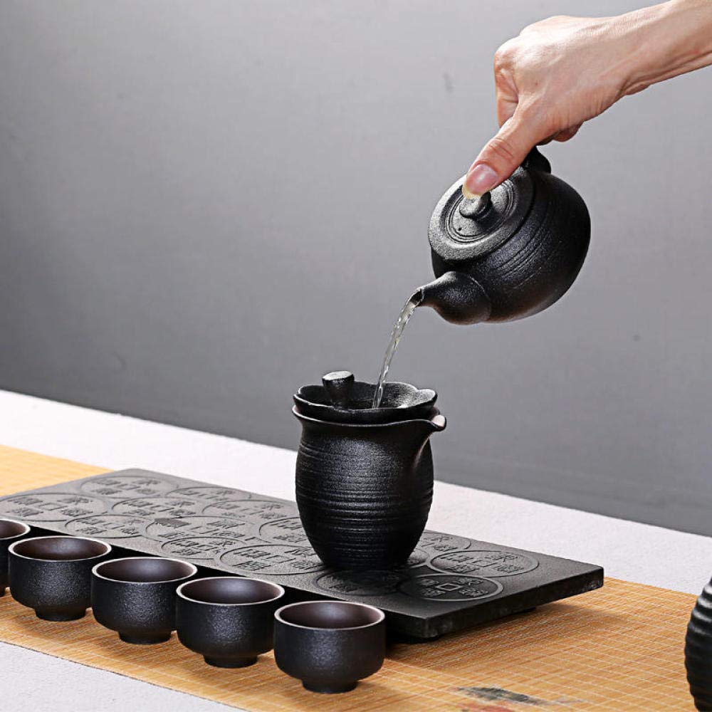 Premium Handmade Black Ceramic Teapot with Strainer - Traditional Bubble Tea Set, Ceramic Tea Kettle & Single Serve Tea Maker for Home, Office & Gift Giving