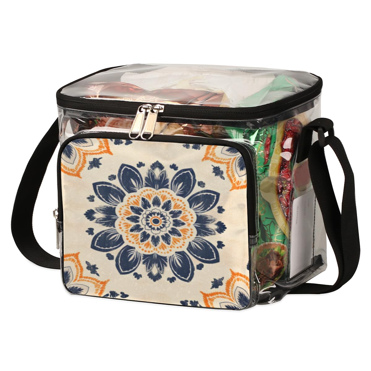 Stylish Clear Tote Bag with Floral Design - Transparent Crossbody Shoulder Bag for Women, Lunch Bag for Outdoor, Travel, Picnic, Concerts & Sports Events | Stadium Approved Clear Purse for Security Checks
