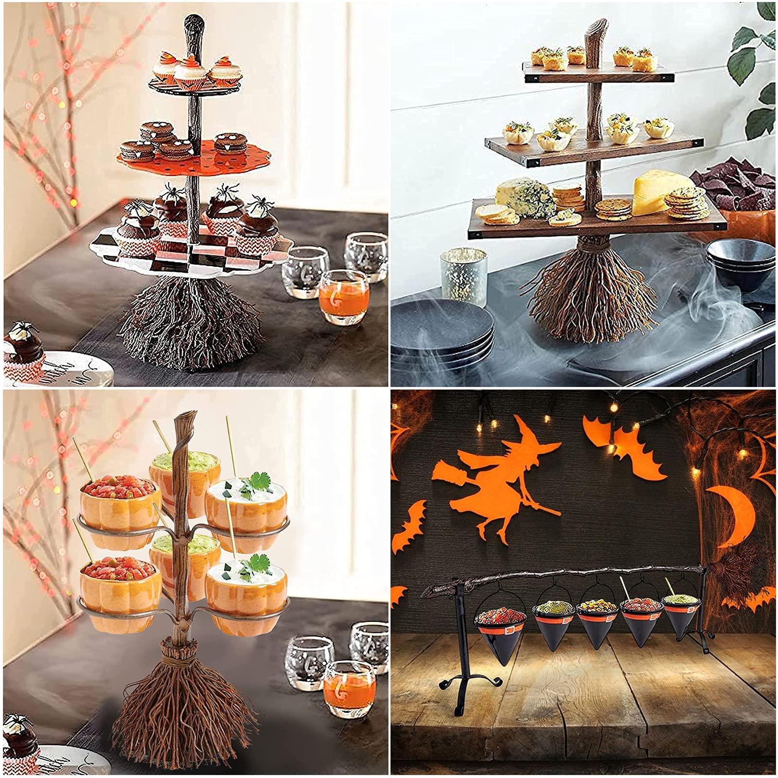 4-Piece Halloween Fruit Bowl Set - Creative 3-Tier Snack Basket & Pumpkin Platter for Holiday Party Decor, Dessert Cake Stand - Perfect for Halloween Parties, Thanksgiving Buffets & Christmas Dessert Displays