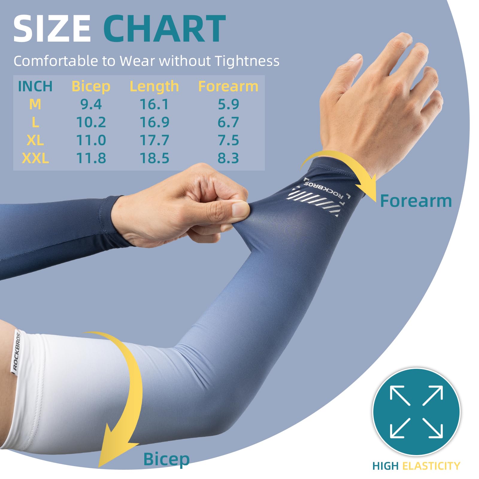 ROCKBROS Arm Sleeves for Men & Women - UPF50+ Sun Protection Compression Sleeves, Blue to Navy Gradient - Perfect for Running, Cycling, Hiking & Outdoor Sports