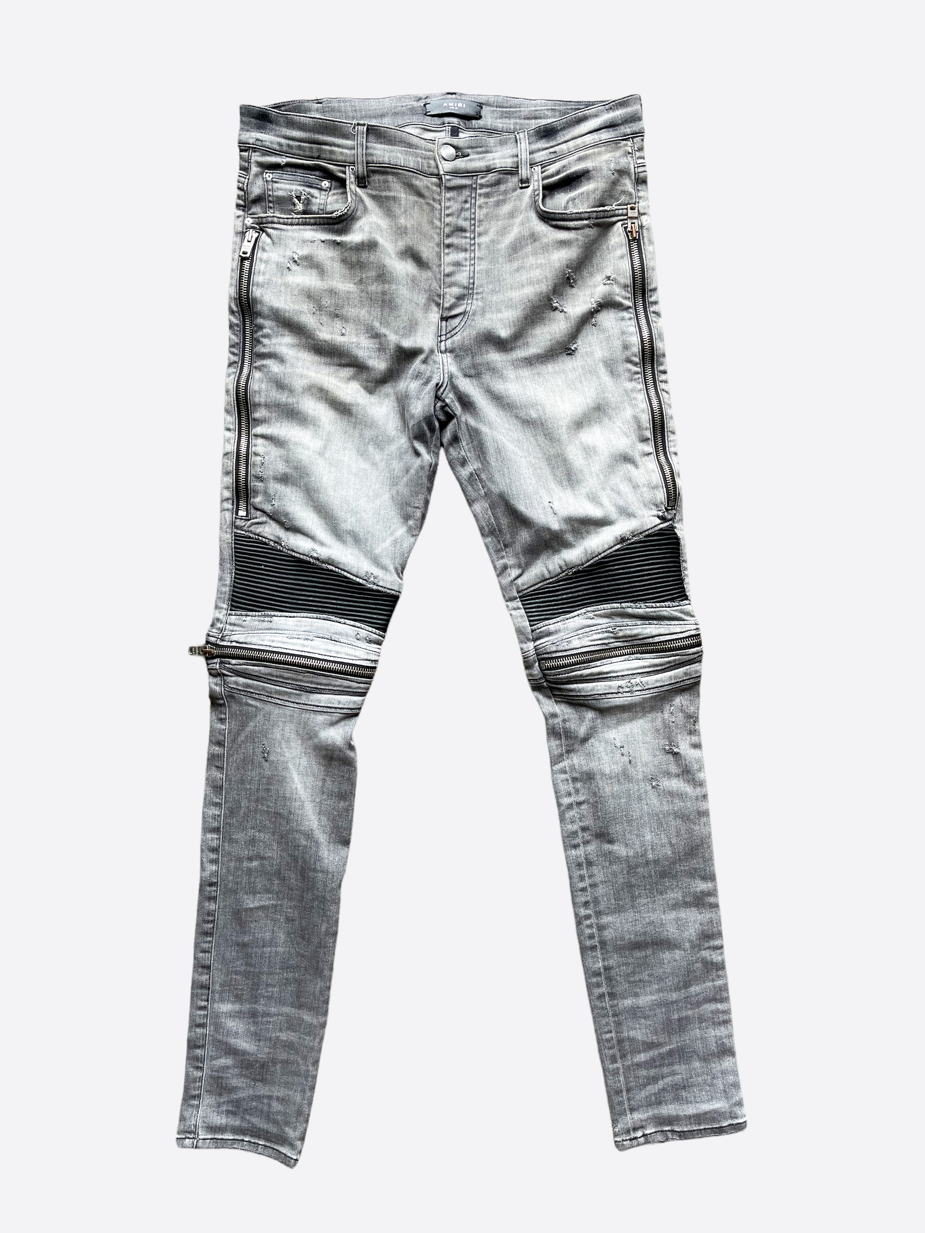 Amiri Grey MX2 Biker Denim Jeans for Men - Stylish Motorcycle Riding & Urban Fashion