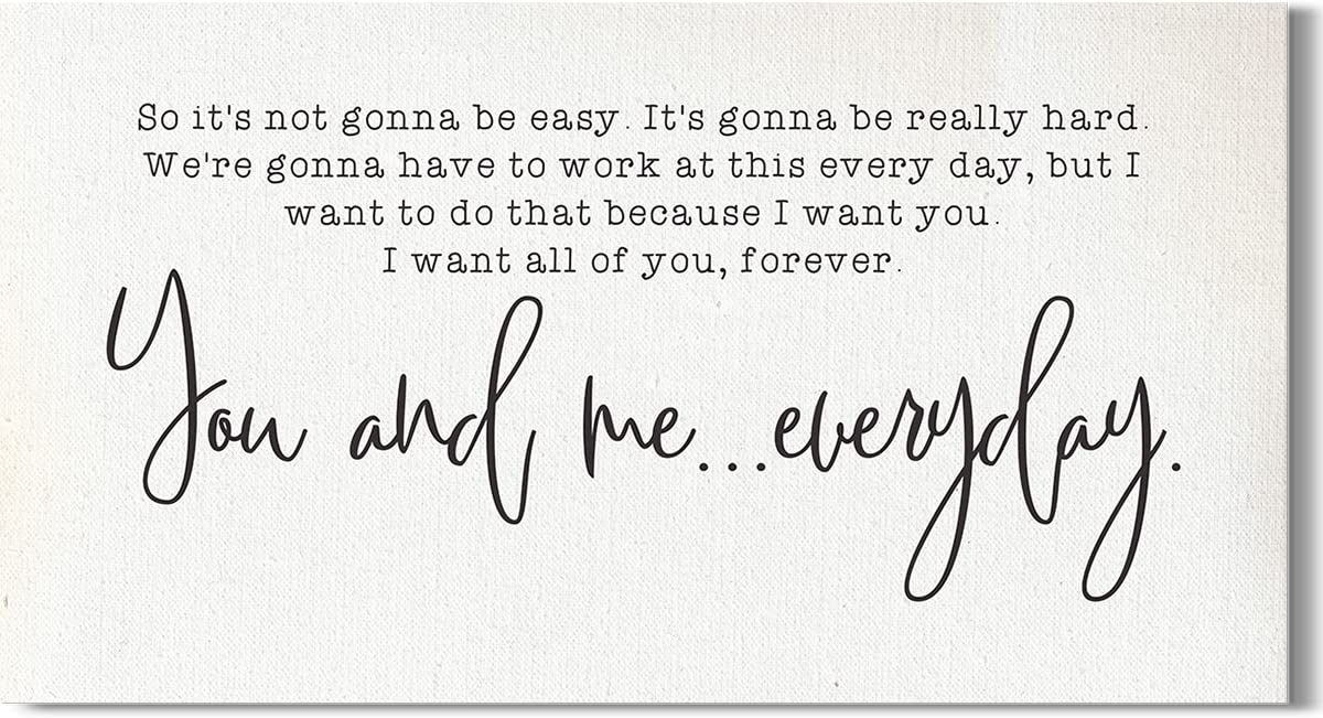You and Me Everyday - Minimalist Romantic Bedroom Wall Art for Couples - Ready to Hang Canvas (24x12) - Perfect for Master Bedroom Decor, Anniversary & Wedding Gifts - Ideal for Creating a Cozy and Loving Atmosphere