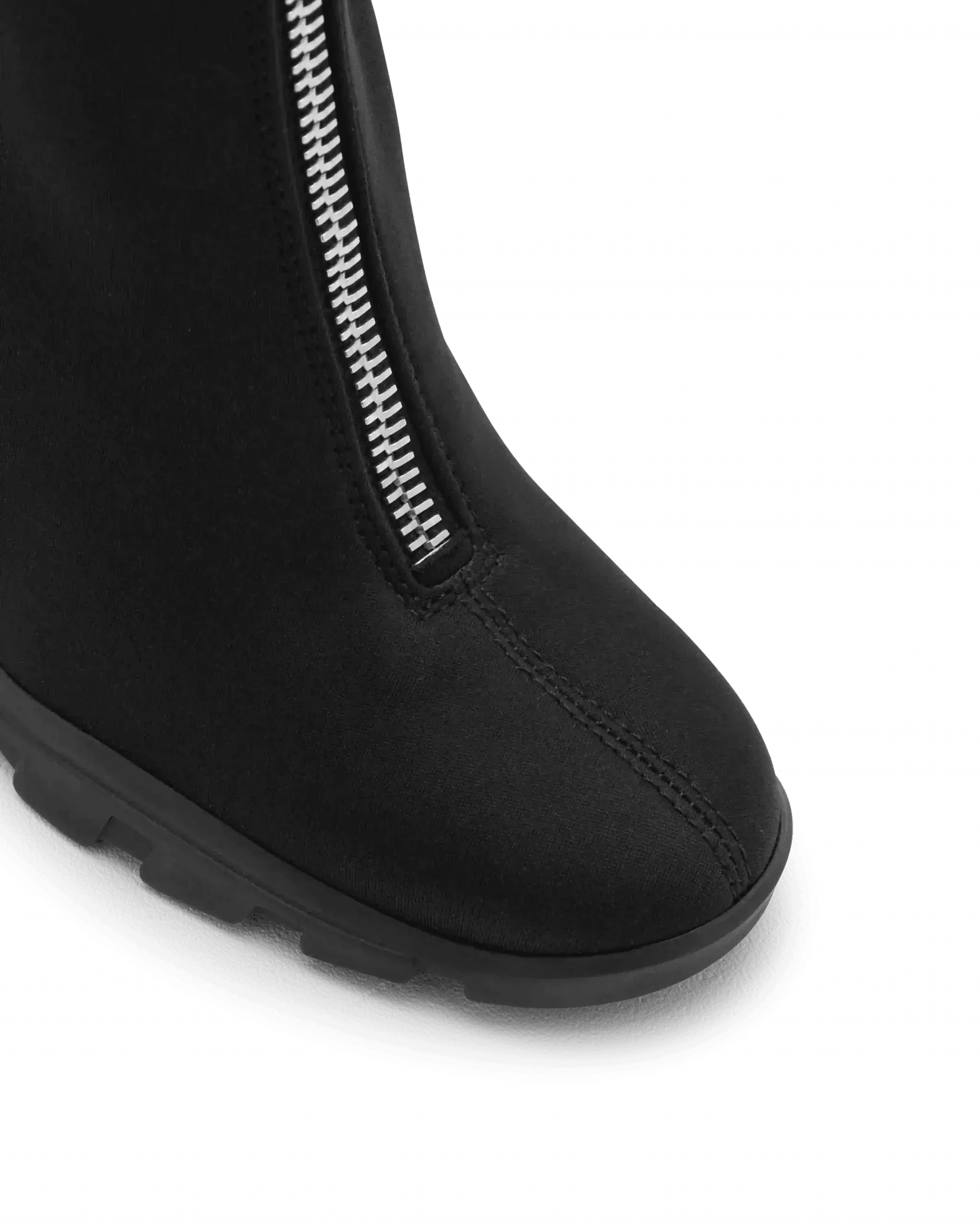 Alexander McQueen Women's Front Zip Scuba Fabric Boots - Stylish Chunky Heel Ankle Booties for Casual Outfits & Night Out