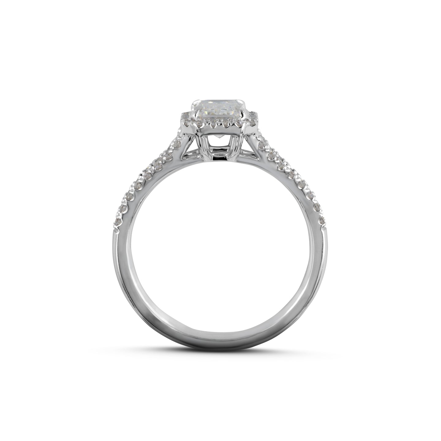 2.09 Carat Lab-Grown Emerald Diamond Ring - D Color VVS2 Clarity - 14K White Gold Split Shank Band for Engagement, Anniversary & Special Occasions