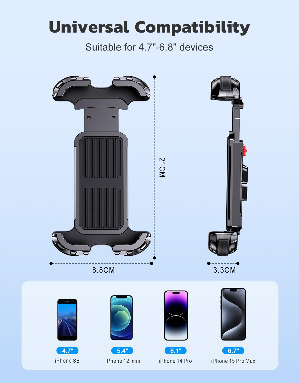Rolgno Universal Bike Phone Mount - 360° Rotatable Motorcycle Phone Holder with Secure Lock & Detachable Design | Compatible with iPhone 16/15/14/13/12, Samsung Galaxy S24/S23/S22 & 4.7-6.8