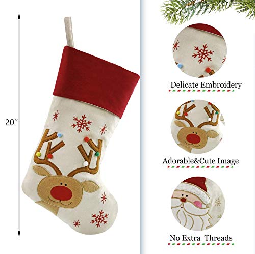 WEWILL Set of 6 Personalized Christmas Stockings - 18 Inch Custom Embroidered Holiday Stockings for Family & Kids | Perfect for Fireplace Decor, Gift Giving & Festive Home Decor