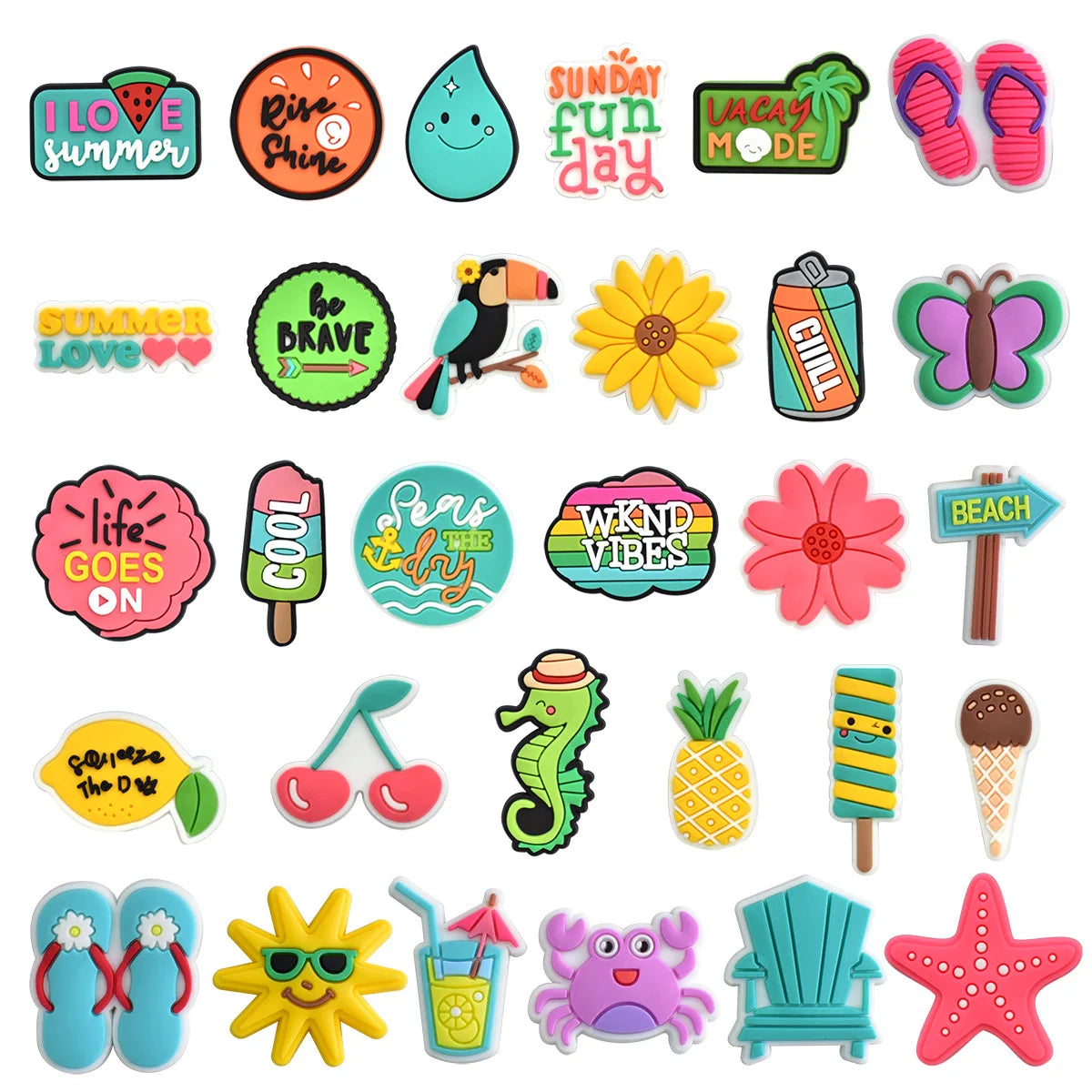 1Pcs PVC Summer Beach Ice Cream Cactus Shoe Charms for Crocs - Cute Shoe Accessories & DIY Decorations - Fits Crocs Shoes & Wristbands - Perfect for Beach Parties, Pool Days & Summer Fashion