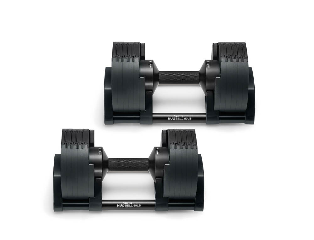 NÜOBELL 50lb Adjustable Dumbbell Set - Premium Home Gym Equipment for Strength Training & Weightlifting - Perfect for Home Workouts, CrossFit, and Fitness Enthusiasts