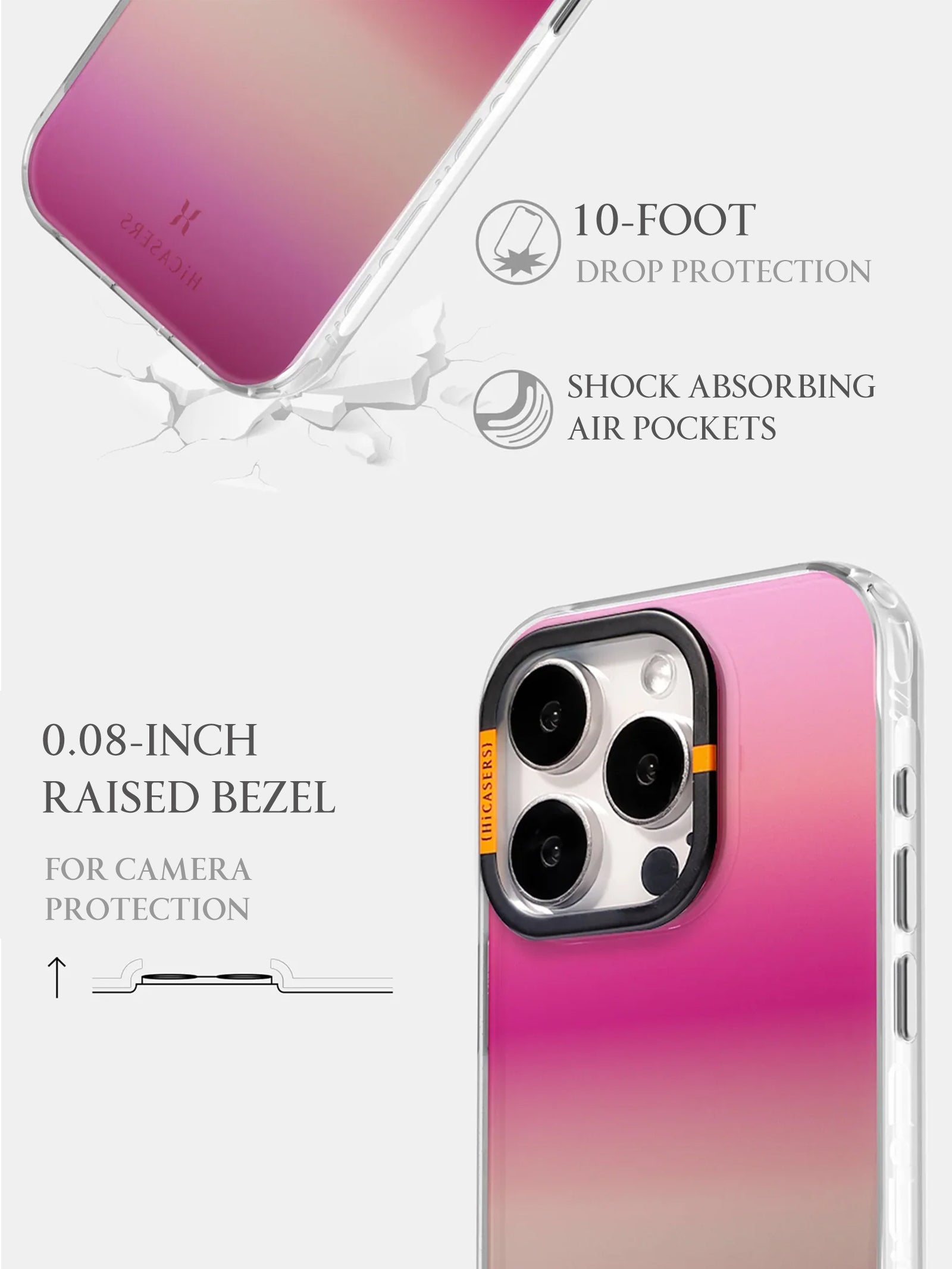 Sky Gradient Iridescent Phone Case - Rose Pink | Trendy Protective Cover for iPhone & Samsung | Perfect for Everyday Use, Travel & Gifting