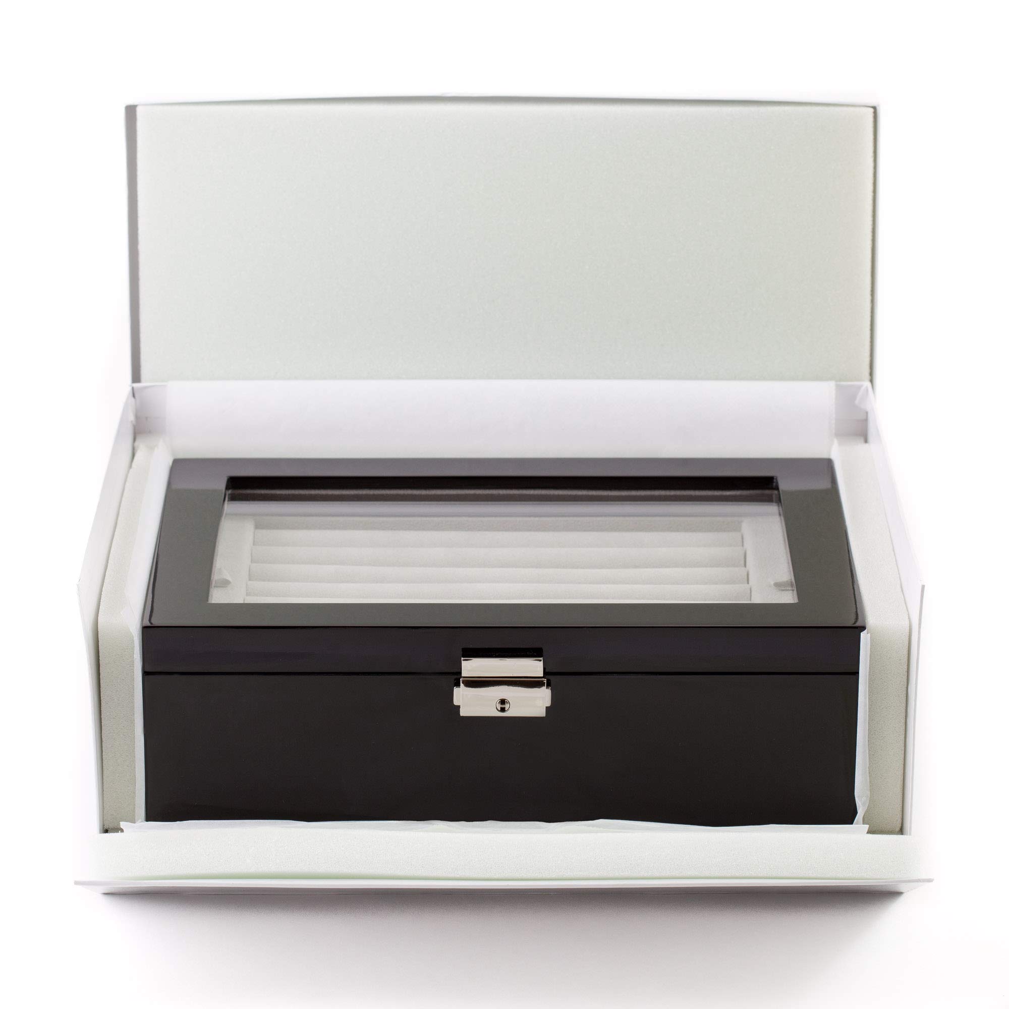 Premium Black Double Layer Jewelry Cufflinks Storage & Display Box - Elegant Gift Presentation Case for Men's Accessories - Perfect for Weddings, Business Meetings & Formal Events