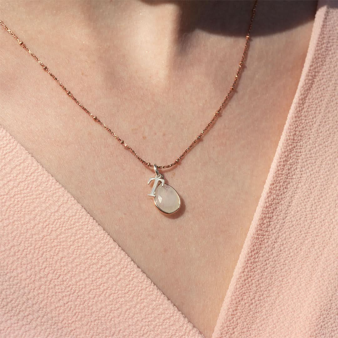 Moonstone Charm Necklace in Rose Gold - June Birthstone Jewelry for Women | Perfect Gift for Birthday, Anniversary & Special Occasions
