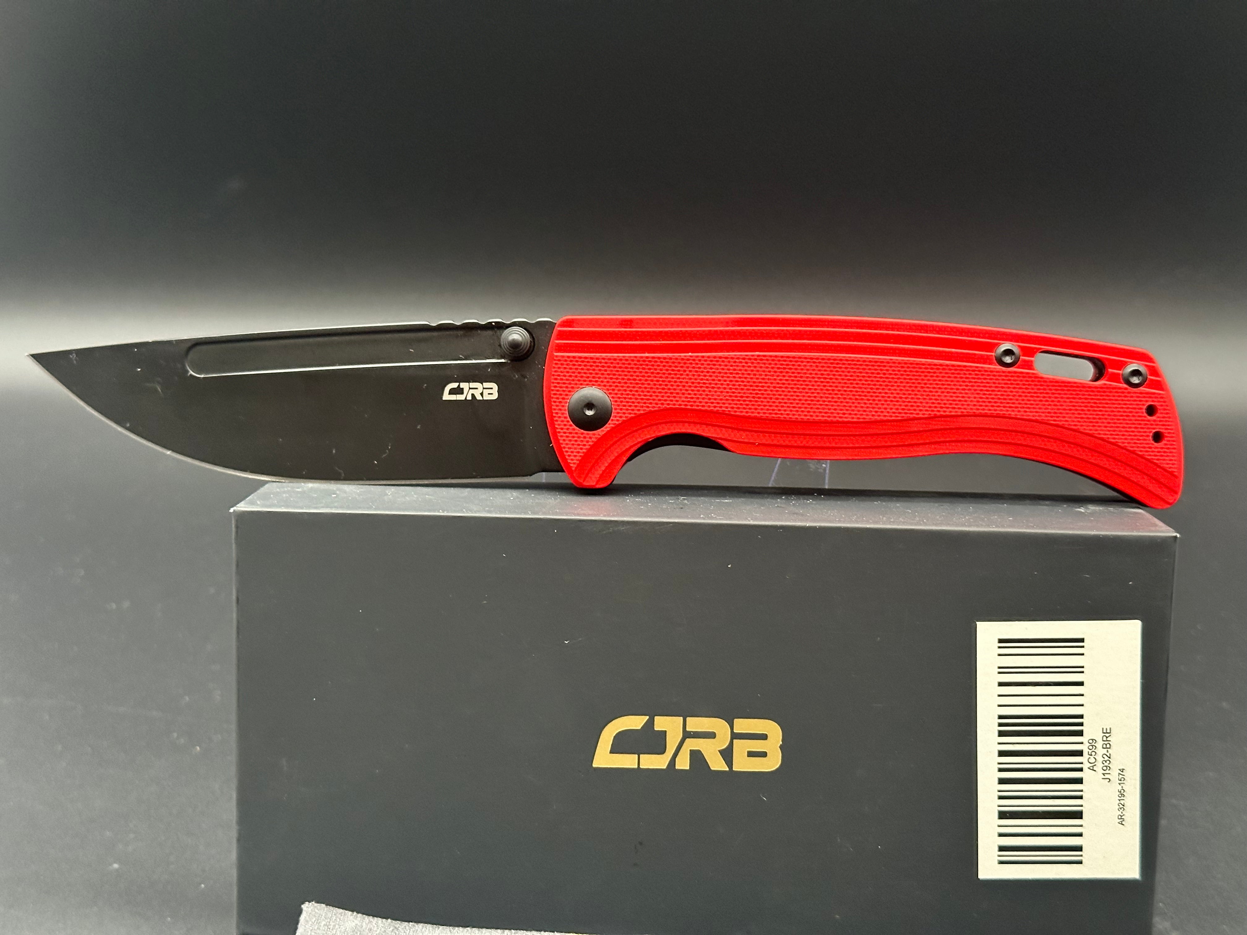 CJRB Liner Lock Folding Knife - Red G10 Handle, EDC Pocket Knife for Outdoor Camping, Hiking & Everyday Carry