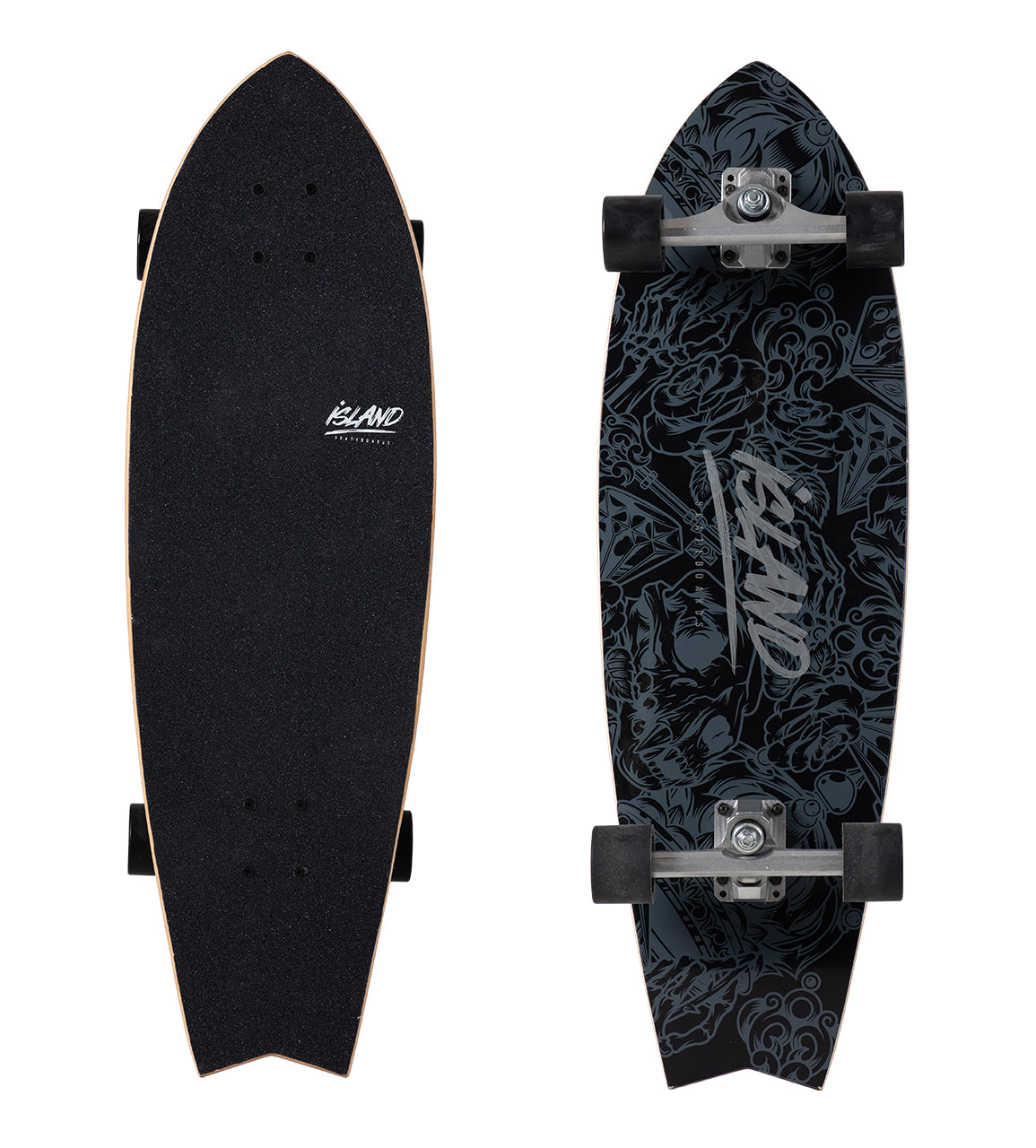 SKATE ISLAND 32 Inch Cruiser Skateboard - Black Longboard for Adults & Teens - Perfect for Commuting, Campus Riding & Street Cruising