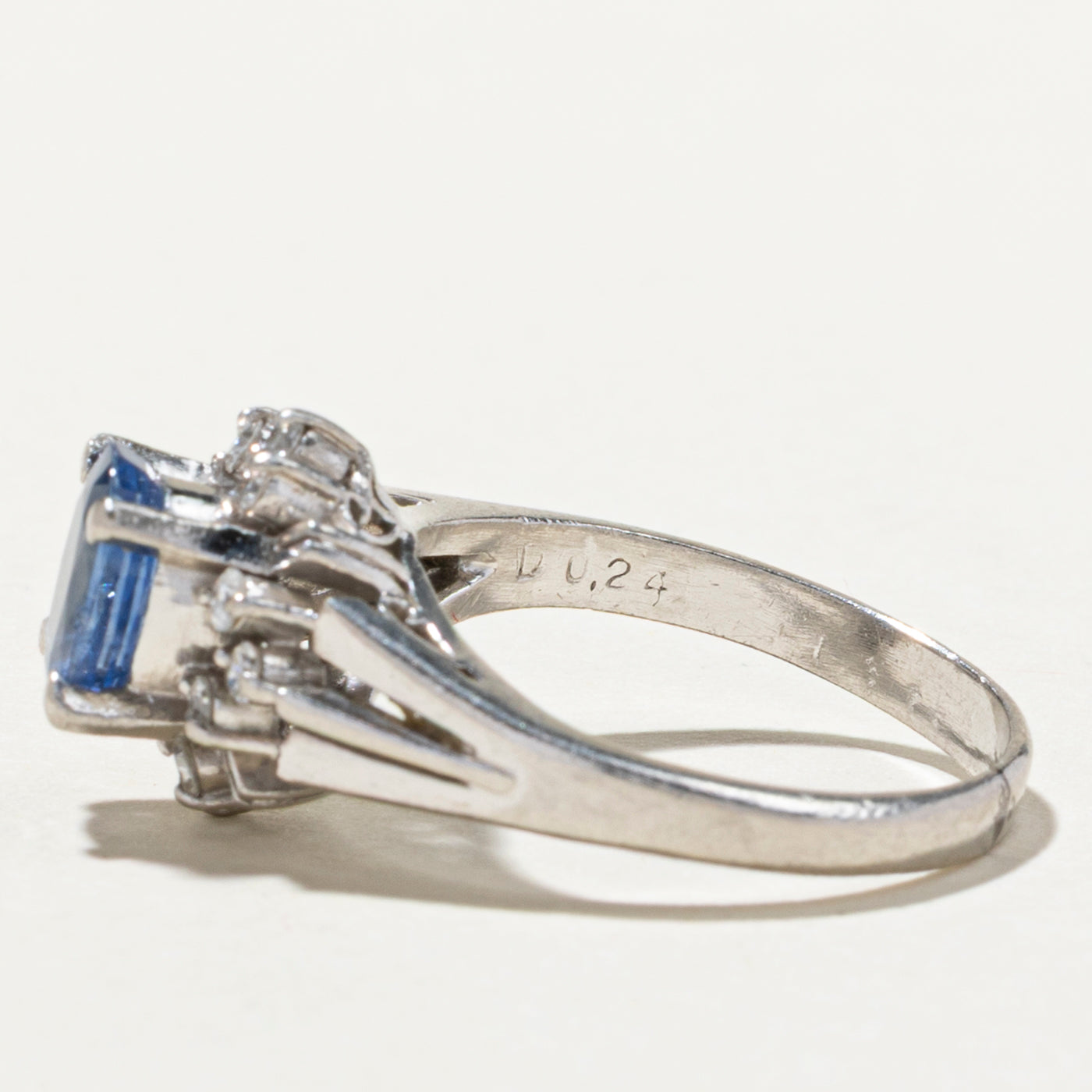 1.26ct Sapphire & 0.24ct Diamond Petal Tapered Ring - Size 6.5 | Elegant Engagement, Wedding, Anniversary Jewelry Gift for Women