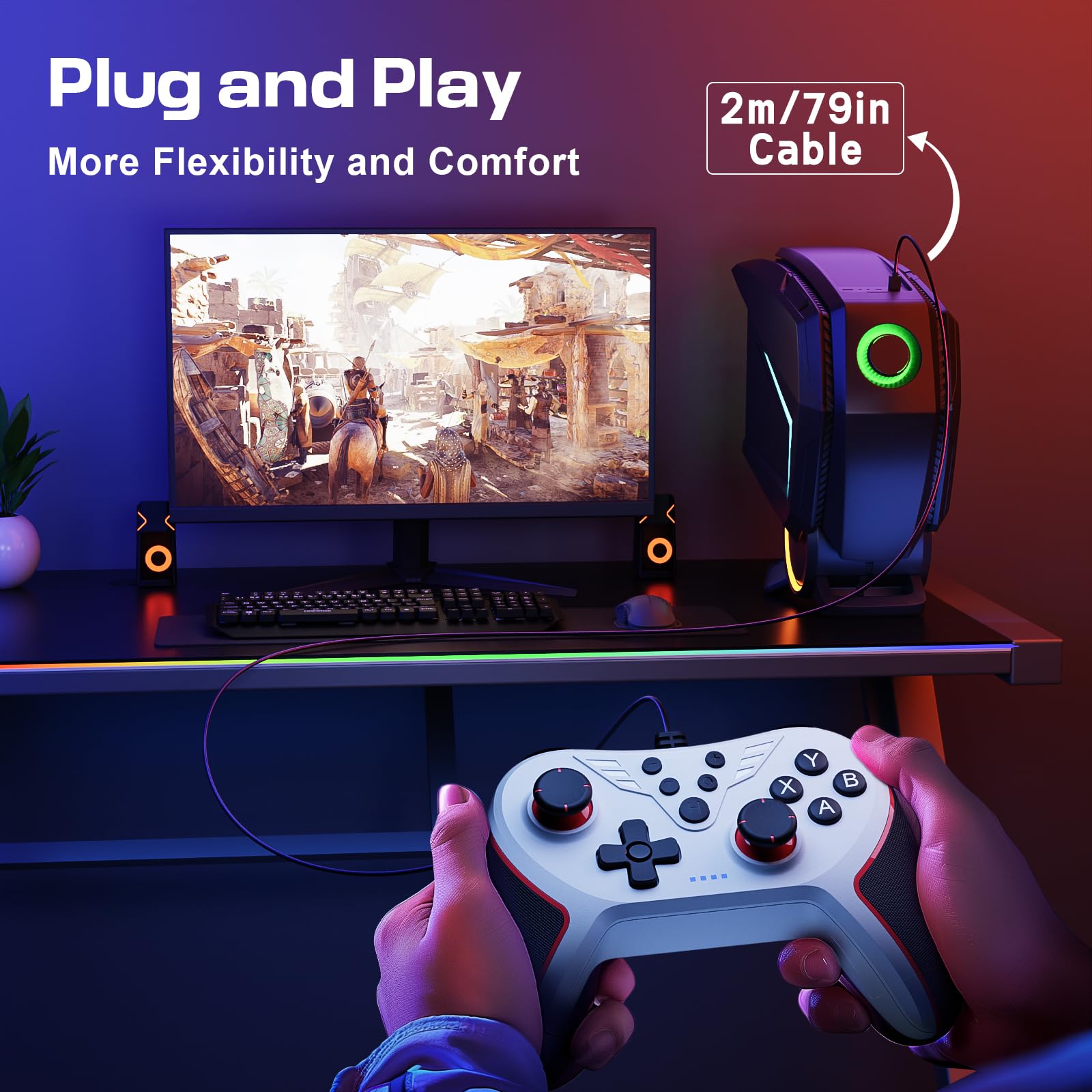 RivalPlay Wired PC Controller with 2 Mappable Buttons & Vibration - for Windows 7/8/10/11 Gaming