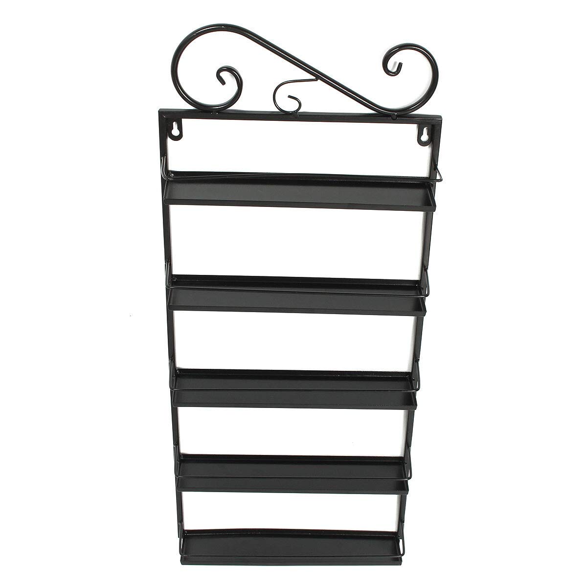 5-Tier Metal Nail Polish Wall Mount Shelf Organizer - Holds Up to 50 Bottles, Black - Perfect for Salon, Bathroom & Bedroom Storage