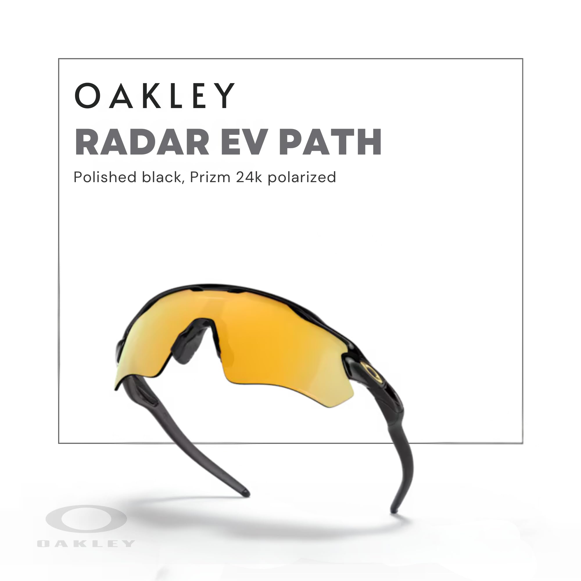 Oakley Radar EV Path OO9208 9208C9 38mm Polished Black/Prizm 24K Polarized Sunglasses for Men – Includes Accessory Leash Kit & iWear Eyewear Kit – Perfect for Running, Cycling & Outdoor Sports