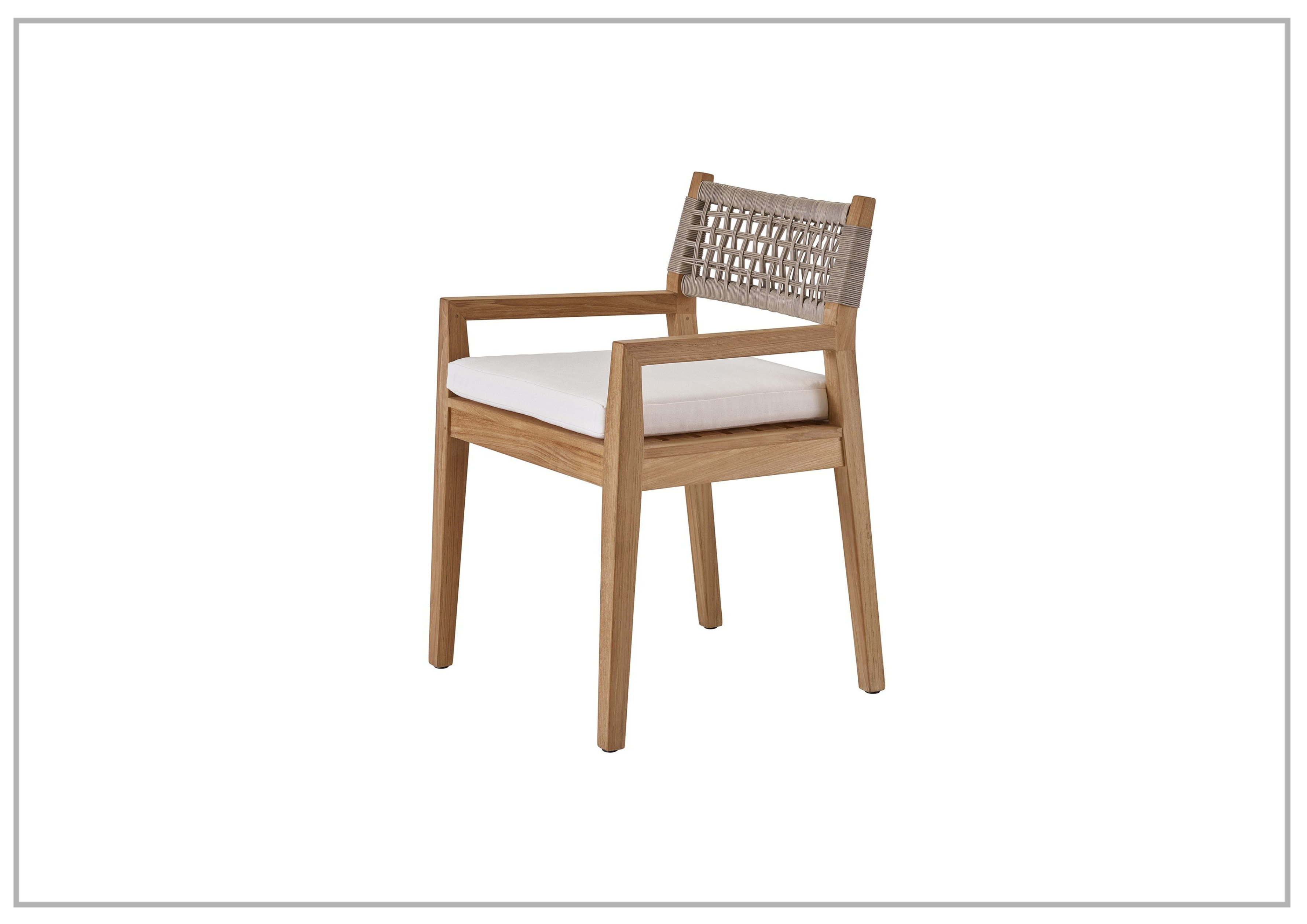 Universal Chesapeake Beige Outdoor Wooden Arm Chair - Weather-Resistant Patio Furniture for Garden, Poolside & Deck Relaxation