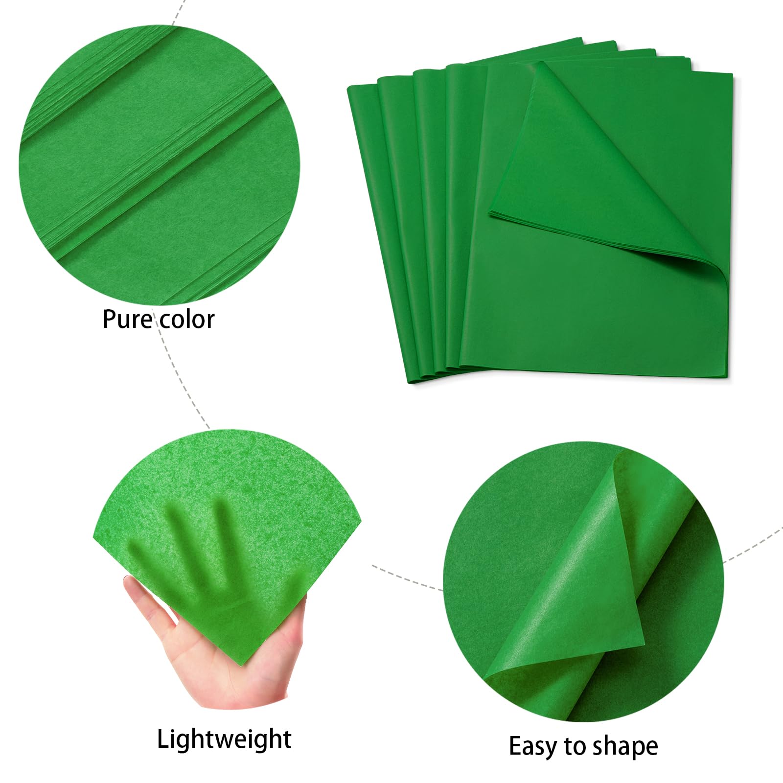 Premium Green Tissue Paper for Gift Wrapping - 115 Sheets (14