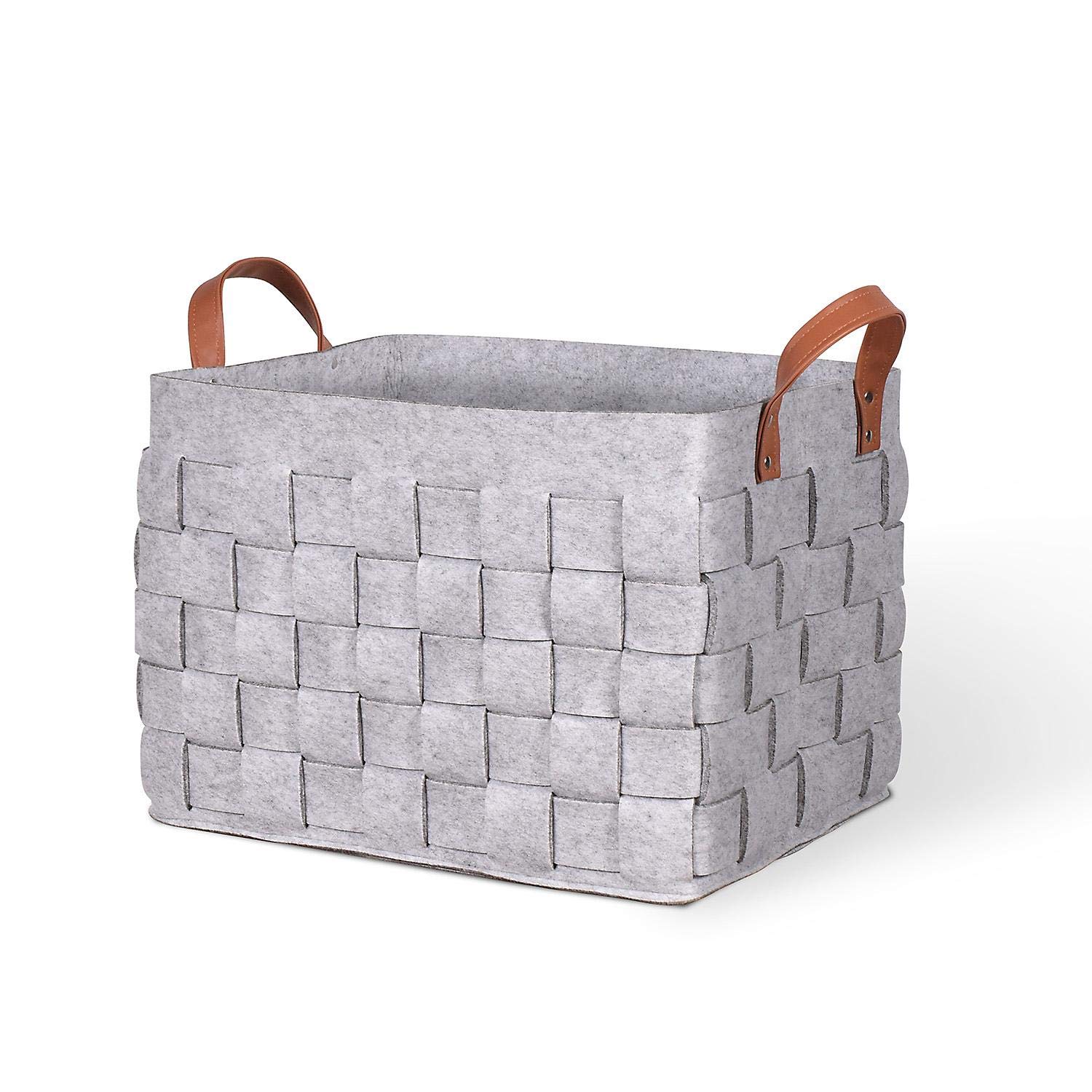 Bintopia Gray Felt Woven Storage Bin for Home Organization