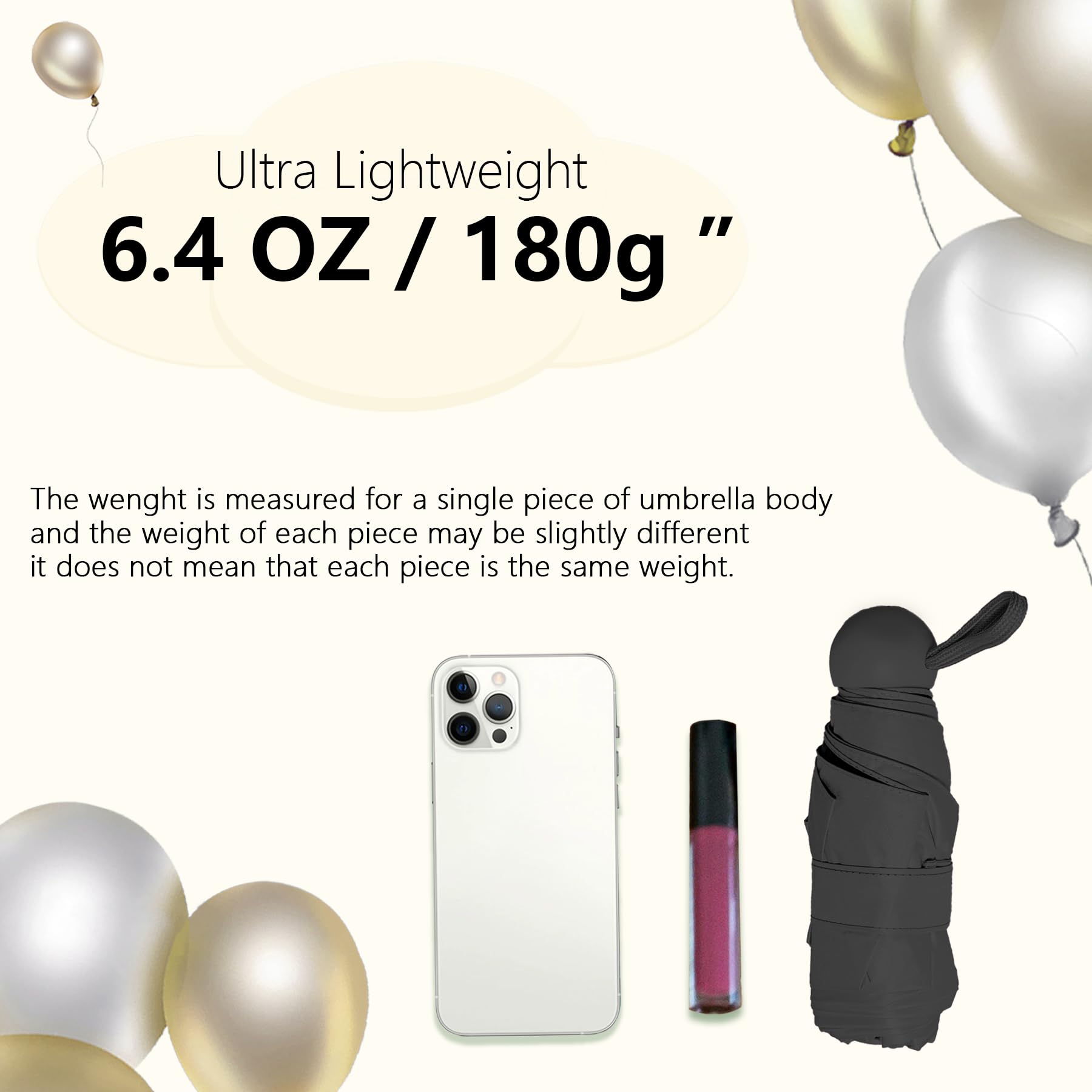 ALFROTEY Mini Folding Travel Umbrella - Compact Lightweight Portable Pocket Umbrella for Women & Girls - Perfect for Backpack, Purse & Travel - Waterproof Windproof Rain Protection (Black, Small) - Ideal for Commuting, Shopping & Outdoor Activities