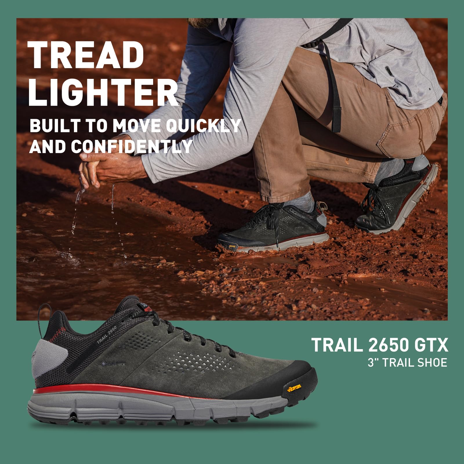 Danner Trail 2650 3 Inch Waterproof Hiking Boots for Men - Durable Leather & Textile Upper with Breathable Gore-Tex Lining & Vibram Outsole - Perfect for Mountain Trekking, Backpacking & Outdoor Adventures