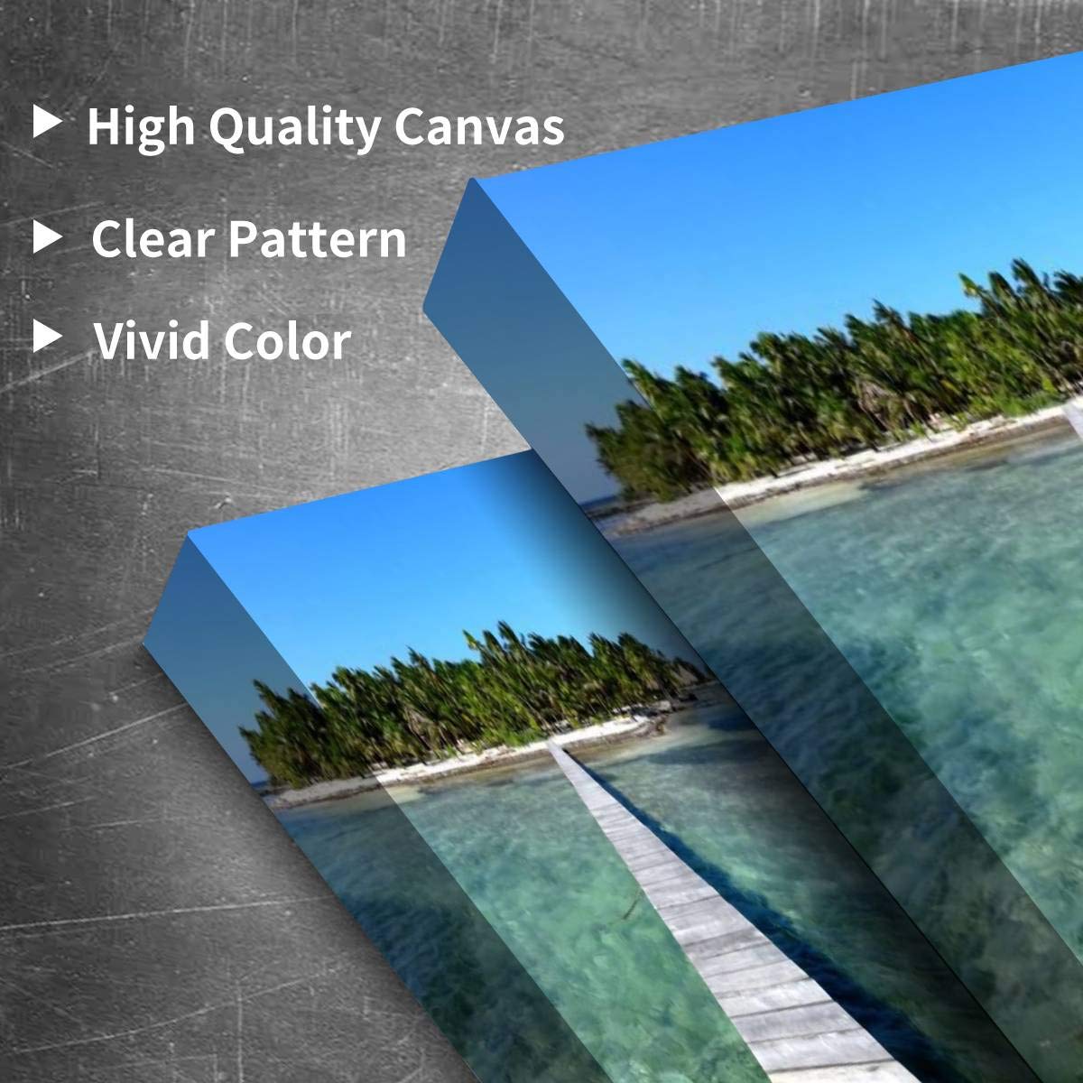 Belize Island Paradise Blue Tropical Seascape Canvas Wall Art - 3 Panel Beach Painting for Living Room & Bedroom Decor - Ocean Themed Home Wall Decor Posters | Perfect for Coastal, Boho & Vacation Style Interiors