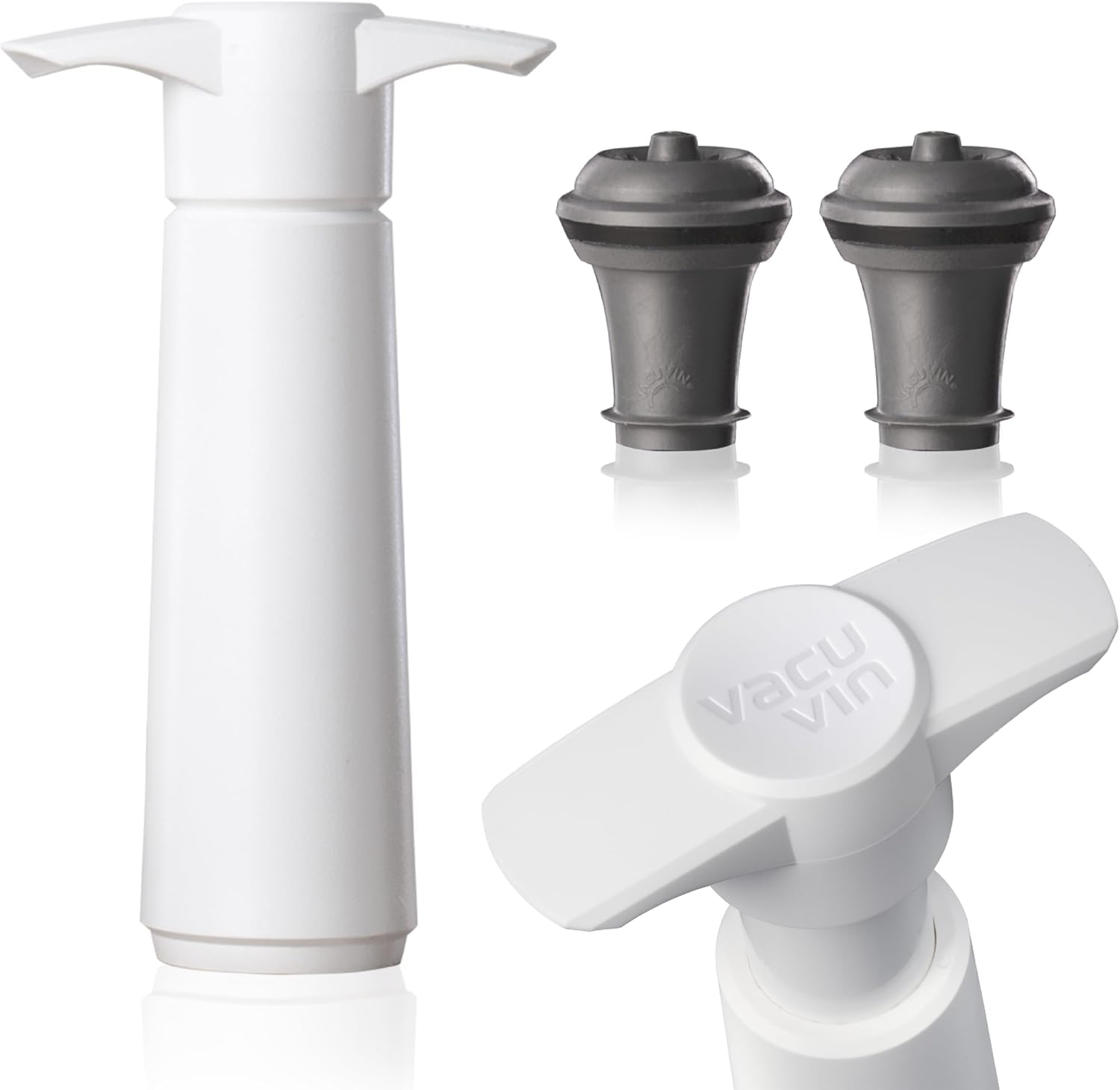 Vacu Vin 09812606 - White Wine Saver Vacuum Pump with 2 Stoppers in Case | Preserve Freshness for Red, White & Sparkling Wines | Perfect for Home Bars, Restaurants & Wine Tastings