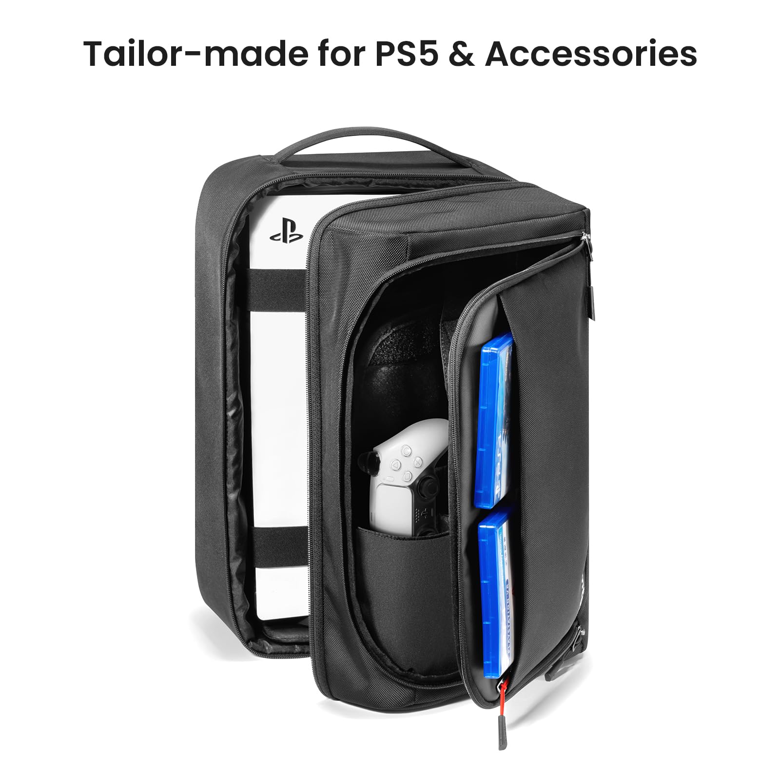 tomtoc Travel Backpack for PS5 & PS5 Pro - Waterproof Protective Carrying Case with Padded Compartment | Perfect for Gaming Consoles, Travel, Commuting & Outdoor Adventures