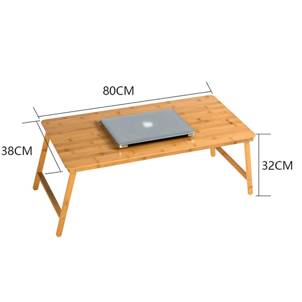 Bamboo Folding Bed Tray Table with Adjustable Legs - Portable Compact Laptop Desk for Breakfast in Bed, Work from Home, Picnic & Outdoor Use - Yellow Foldable Serving Table with Strong Support & High Weight Capacity