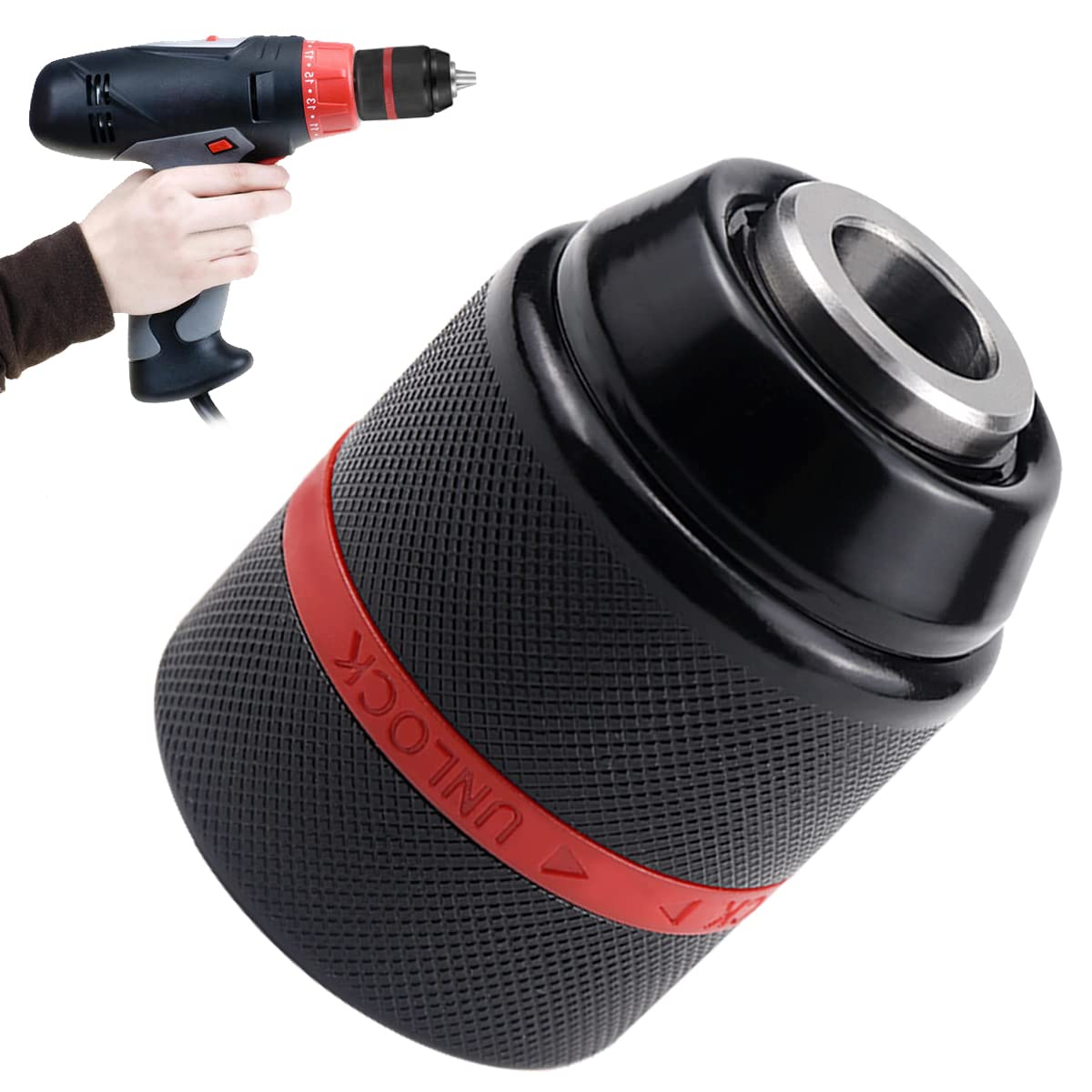 Self-Tightening Keyless Drill Chuck 2-13mm (1/2-20UNF) - Universal Fit for Hand & Impact Drills - Perfect for Woodworking, Metalworking & DIY Projects