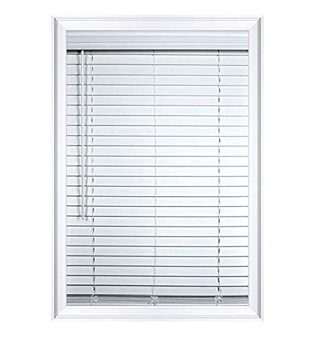 Premium 2 Inch Cordless Faux Wood Blinds - Custom Window Coverings for Home & Office - White Faux Wood Blinds with Motorized or Traditional Wand Tilt - Perfect for Living Room, Bedroom & Kitchen Windows