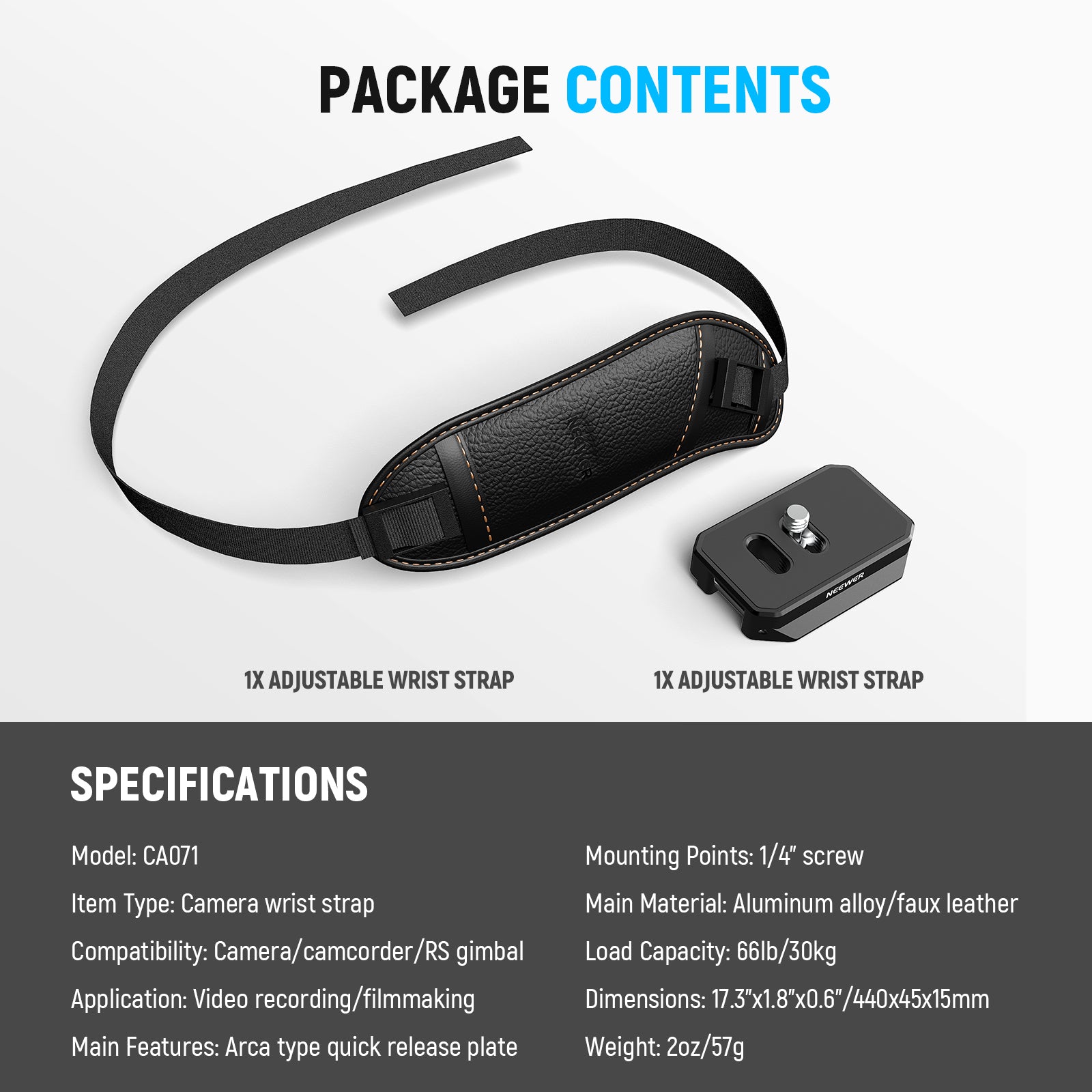 NEEWER CA071 Camera Wrist Strap with 1/4
