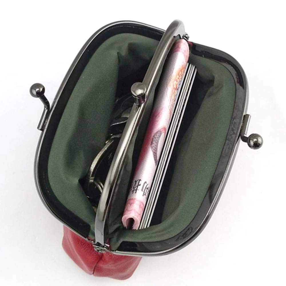 Women's Soft Leather Wallet with Metal Frame - Small Hand Purse Card Holder Clip Top Bag (Black) | Perfect for Everyday Use, Travel & Gift Giving