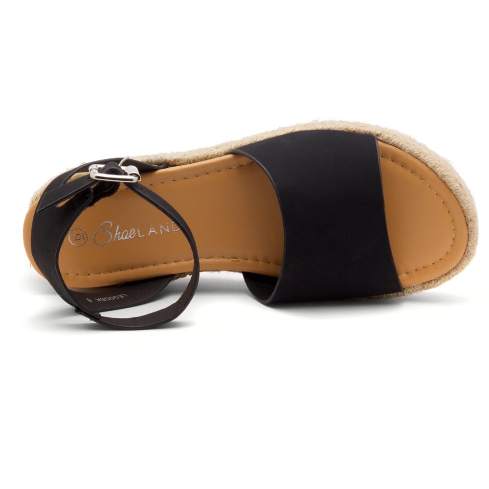 Legossa Women's Platform Sandals with Ankle Strap - Comfortable Open Toe Espadrille Wedge Sandals in Black, White & Tan | Summer Casual Flatform Shoes for Beach, Vacation & Everyday Wear