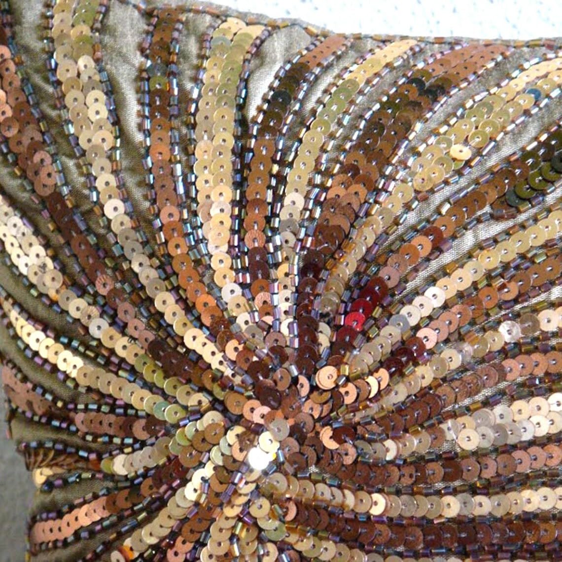 Premium Silk Euro Pillow Covers 26x26 Inch (65x65 cm) - Modern Abstract Brown Designer Cushion Covers for Sofa, Bed & Home Decor - Easter Gold Bloom Pattern - Luxury Living Room & Bedroom Accent Pillow Shams