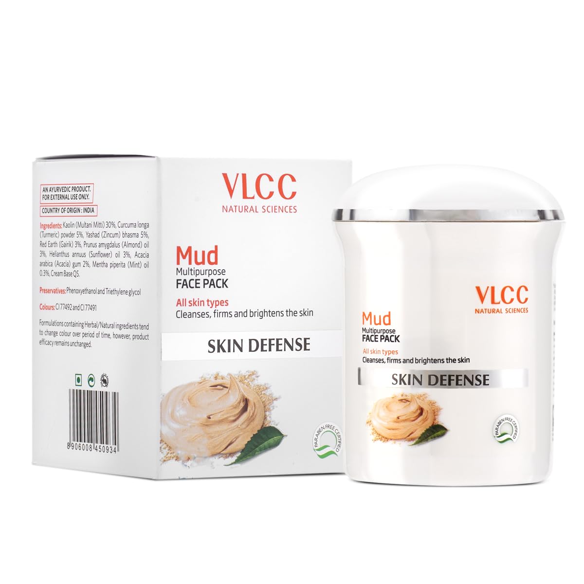 VLCC Skin Defense Mud Face Pack - 70g | Deep Cleansing & Rejuvenating Clay Mask with Kaolin Clay, Almond Oil & Mint | Brightens Skin, Reduces Pores & Soothes Irritation | Detoxifying Facial Treatment for Acne-Prone & Oily Skin | Perfect for Spa Night & Self-Care Routine
