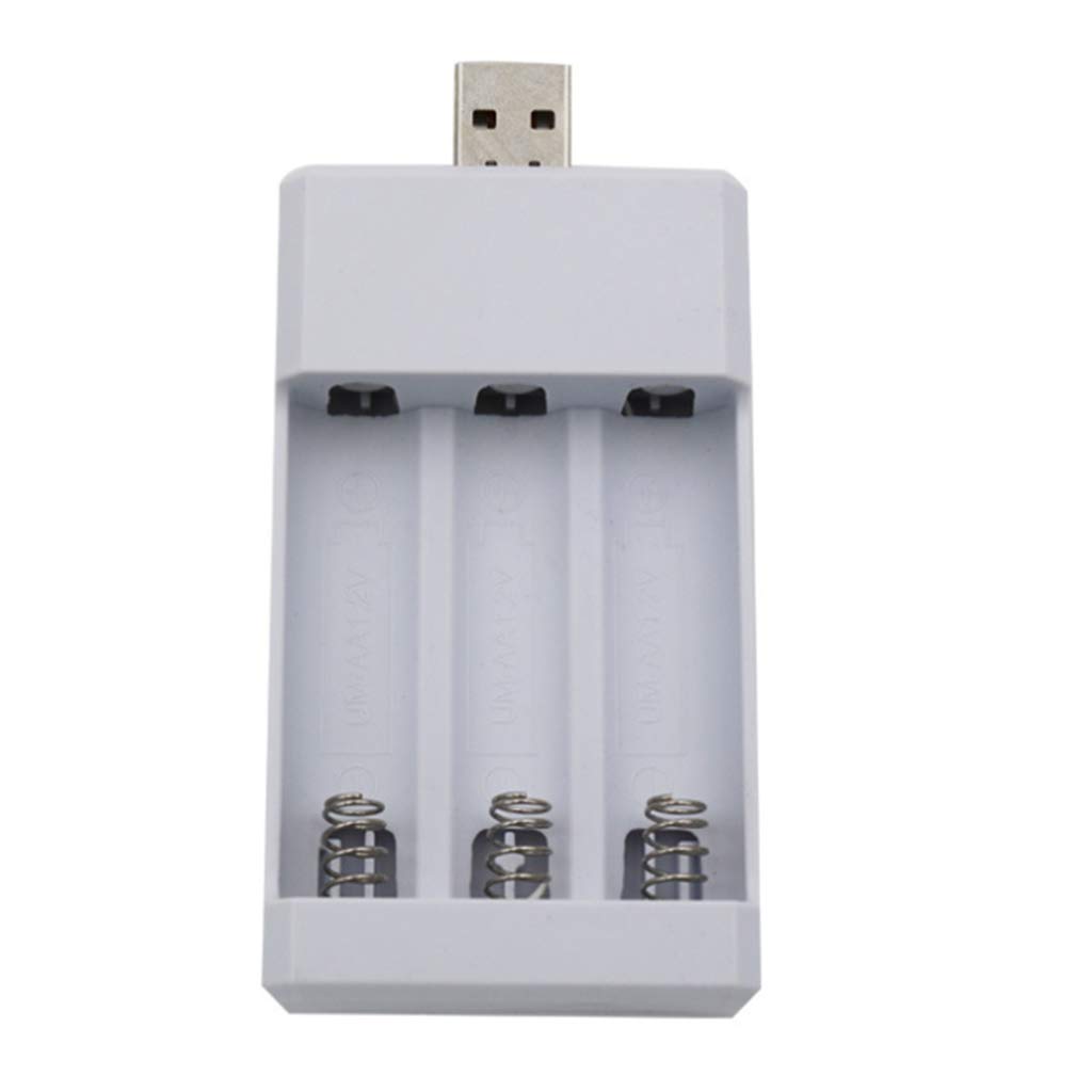 Exingk 3-Slot USB Battery Charger for AA/AAA Rechargeable Batteries - Universal Power Adapter for Cameras, Toys, and Electronic Devices
