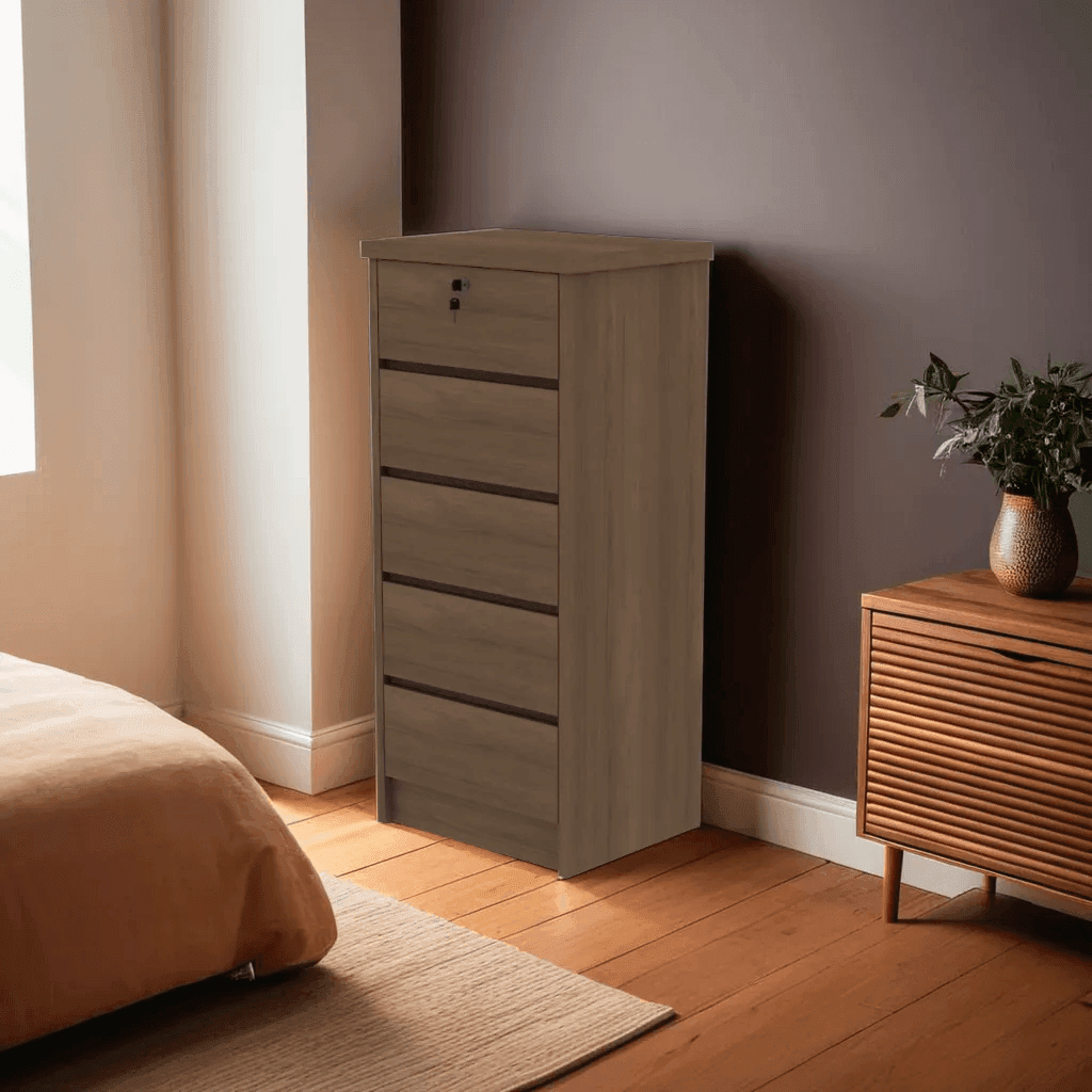 Ivy Coffee Chest of Drawers - 5-Drawer Storage Organizer for Bedroom, Living Room & Office - Solid Wood Dresser with Vintage Style