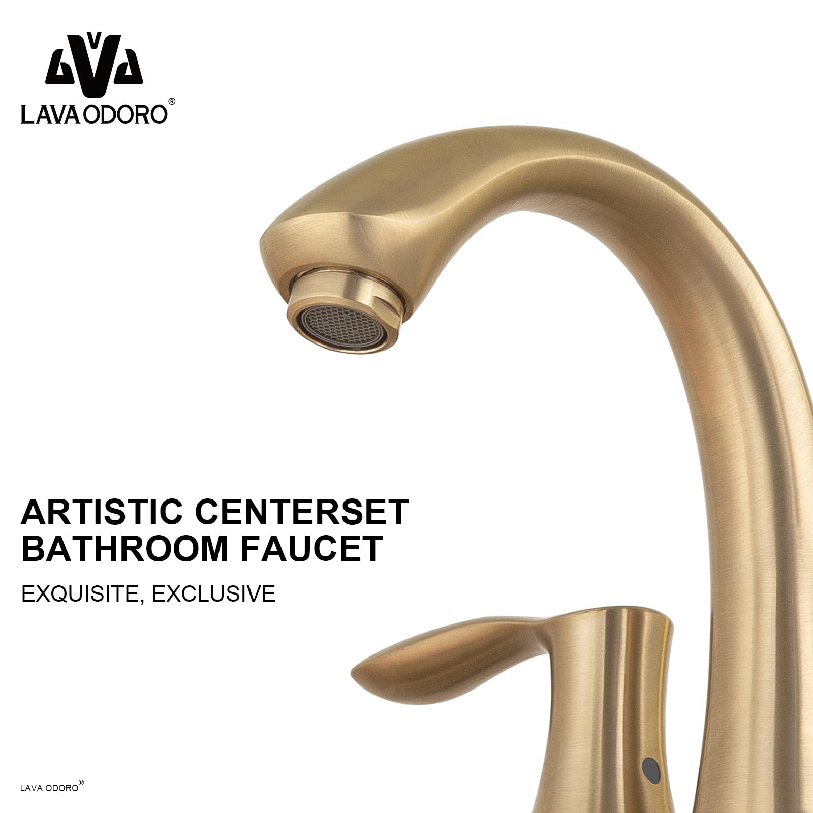 Lava Odoro Gold 4 Inch Centerset Bathroom Sink Faucet - Bronze Gold 2 Handle Vanity Faucet with Drain Assembly, Lead-Free (Model BF423-BB) - Perfect for Modern Bathroom Renovations & Luxury Home Upgrades