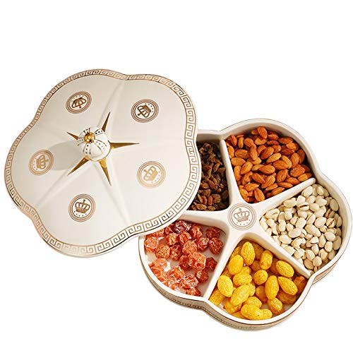Premium Chinese New Year Snacks Gift Box - European Style Assorted Dried Fruits & Nuts Tray - Elegant Modern Home Decor for Living Room - Perfect for Holiday Parties, Family Gatherings & Festive Celebrations