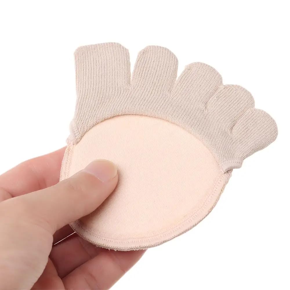 MEENIRA Women's Cotton Anti-Slip Pain Relief Half Insoles - 5-Toe Invisible Socks for Yoga, Running & Daily Comfort (1 Pair)