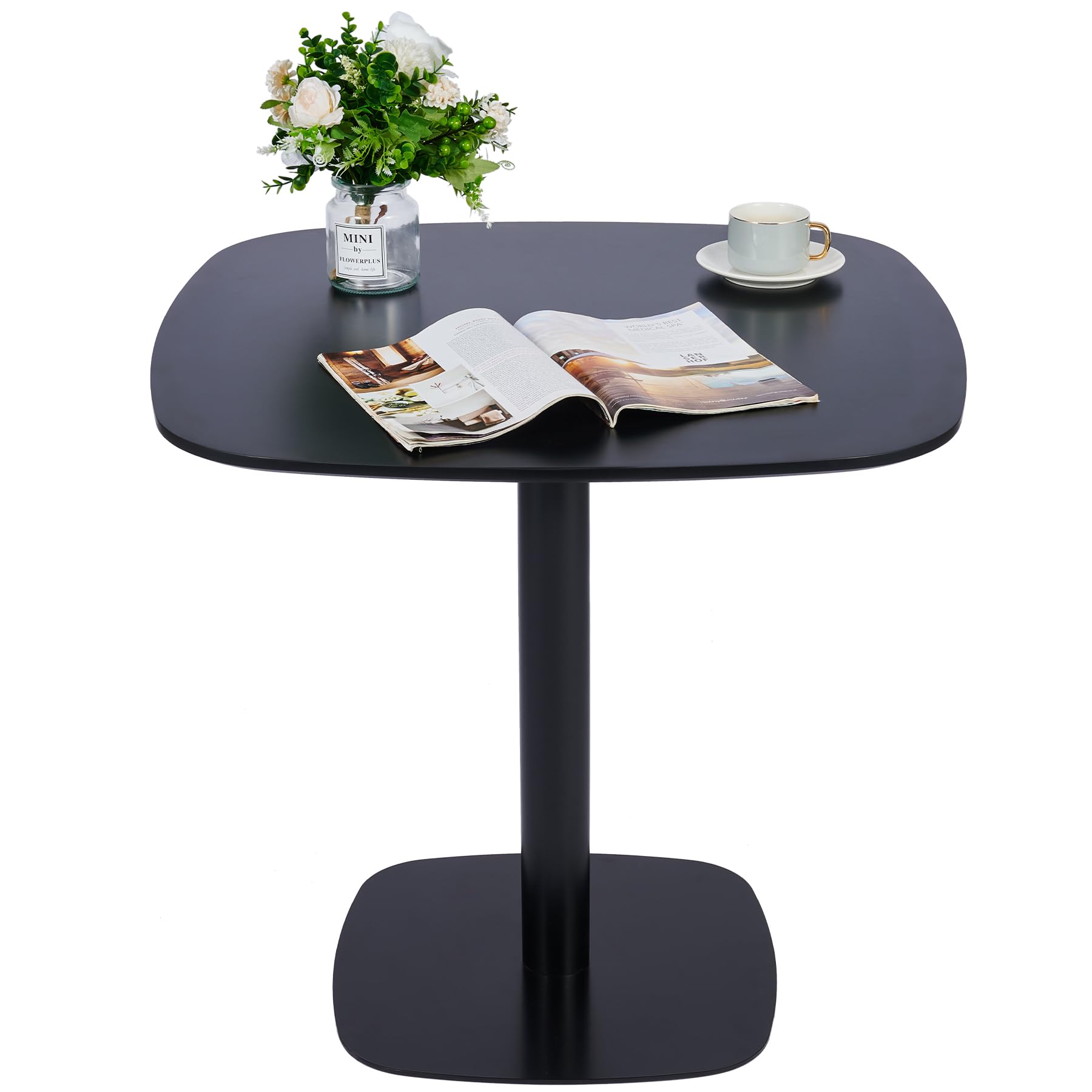 VONLUCE 32 Inch Square Modern Dining Table - MDF Top & Steel Base, Mid Century Tulip Pedestal Table for Kitchen, Living Room, Dining Room - 220lb Capacity, Black - Perfect for Small Spaces & Contemporary Home Decor
