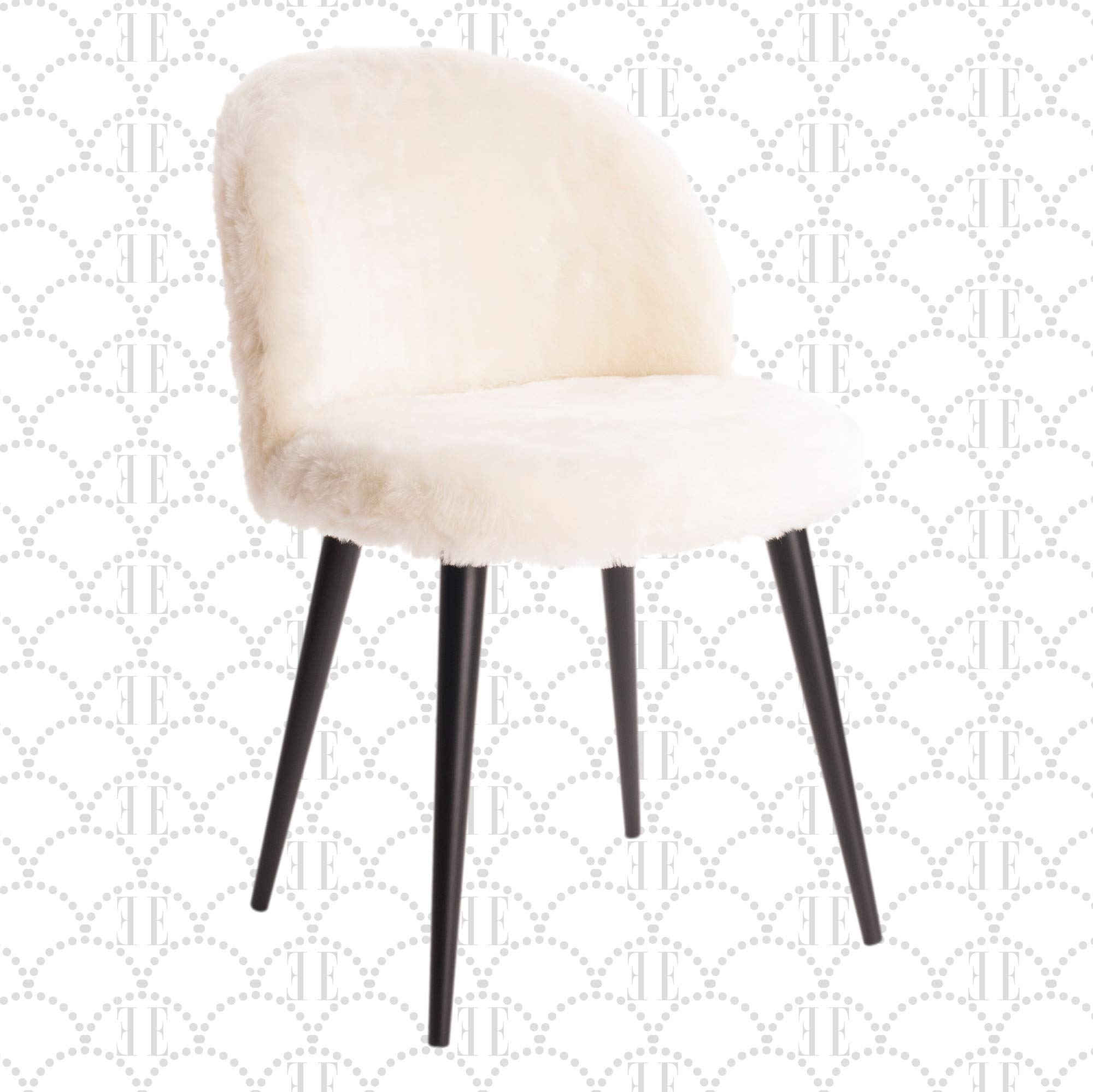Elle Decor Cami Vanity Chair - Plush Velvet Upholstered Armless Accent Chair with Cream Faux Fur for Bedroom, Living Room or Desk | Perfect for Makeup Vanity, Dressing Table & Home Decor
