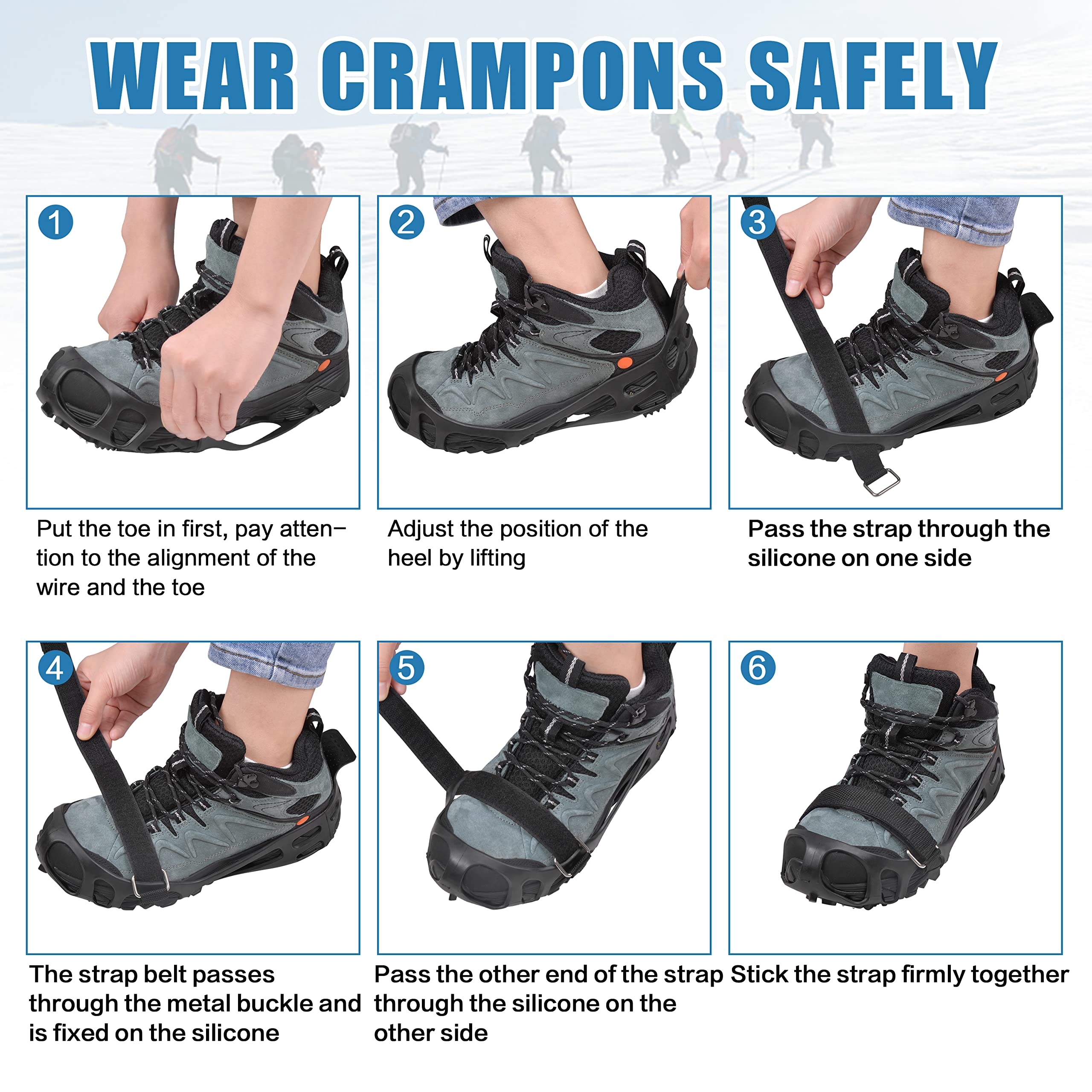 Non-Slip Ice Cleats for Snow & Ice - Stretchable Rubber Traction Crampons for Walking, Hiking & Winter Safety | Perfect for Snowy Trails, Icy Sidewalks & Outdoor Adventures