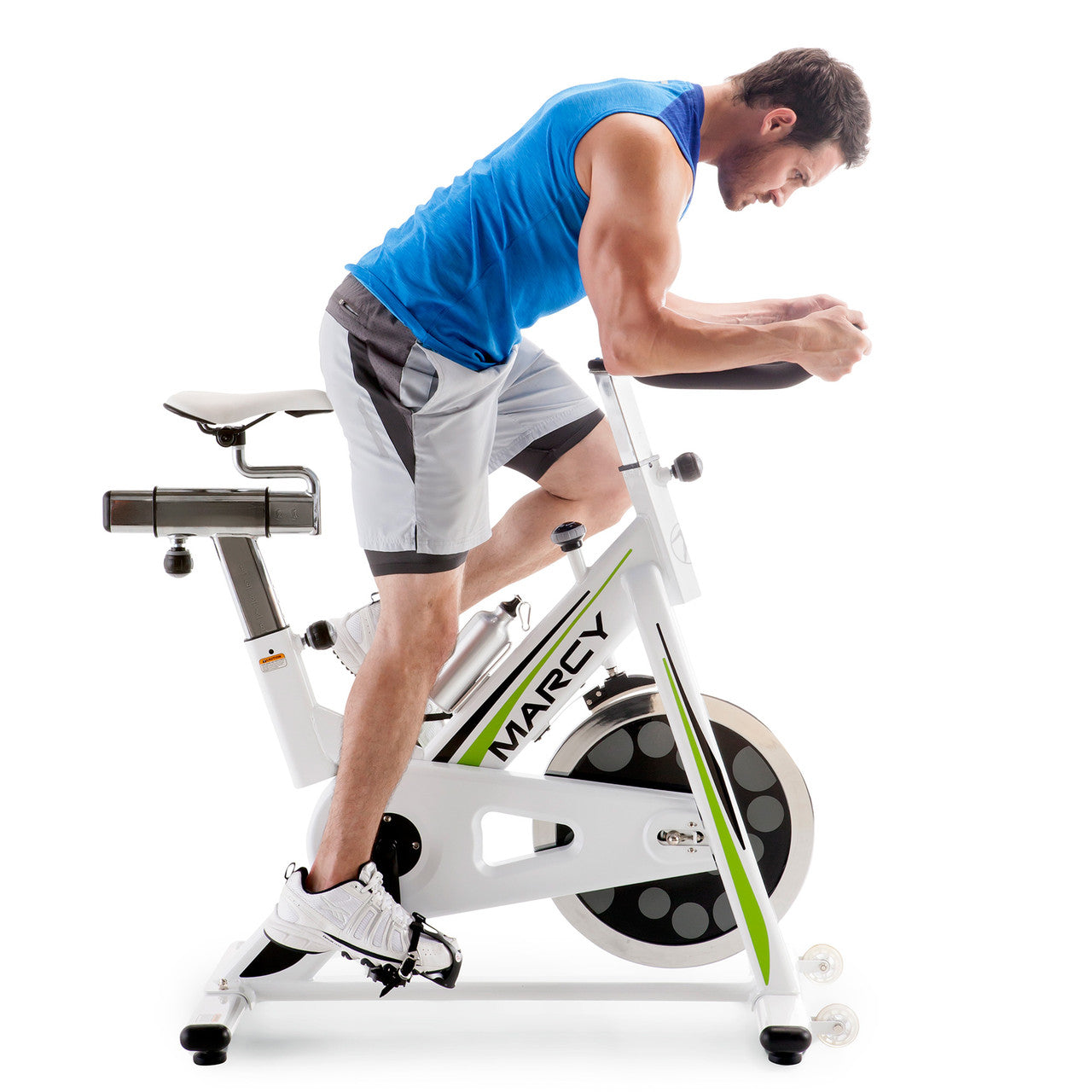 Marcy Deluxe Club Revolution Cycle Exercise Bike - Indoor Cycling Bike for Home Gym, Cardio Workout & Fitness Training | NSP 122 - Perfect for Home Workouts, Spin Classes & Weight Loss